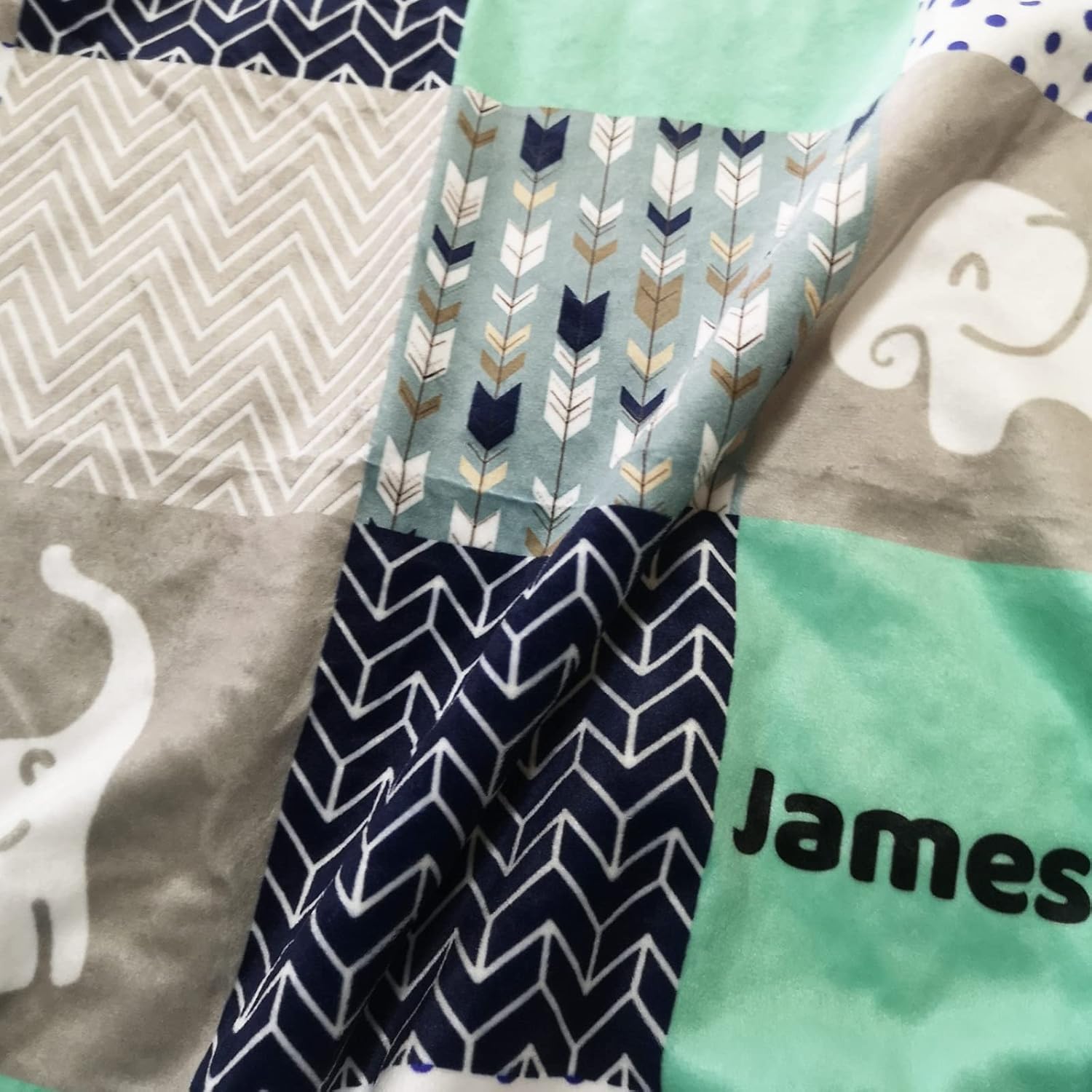 Personalized Elephant Baby Blanket with Name Soft Cozy
