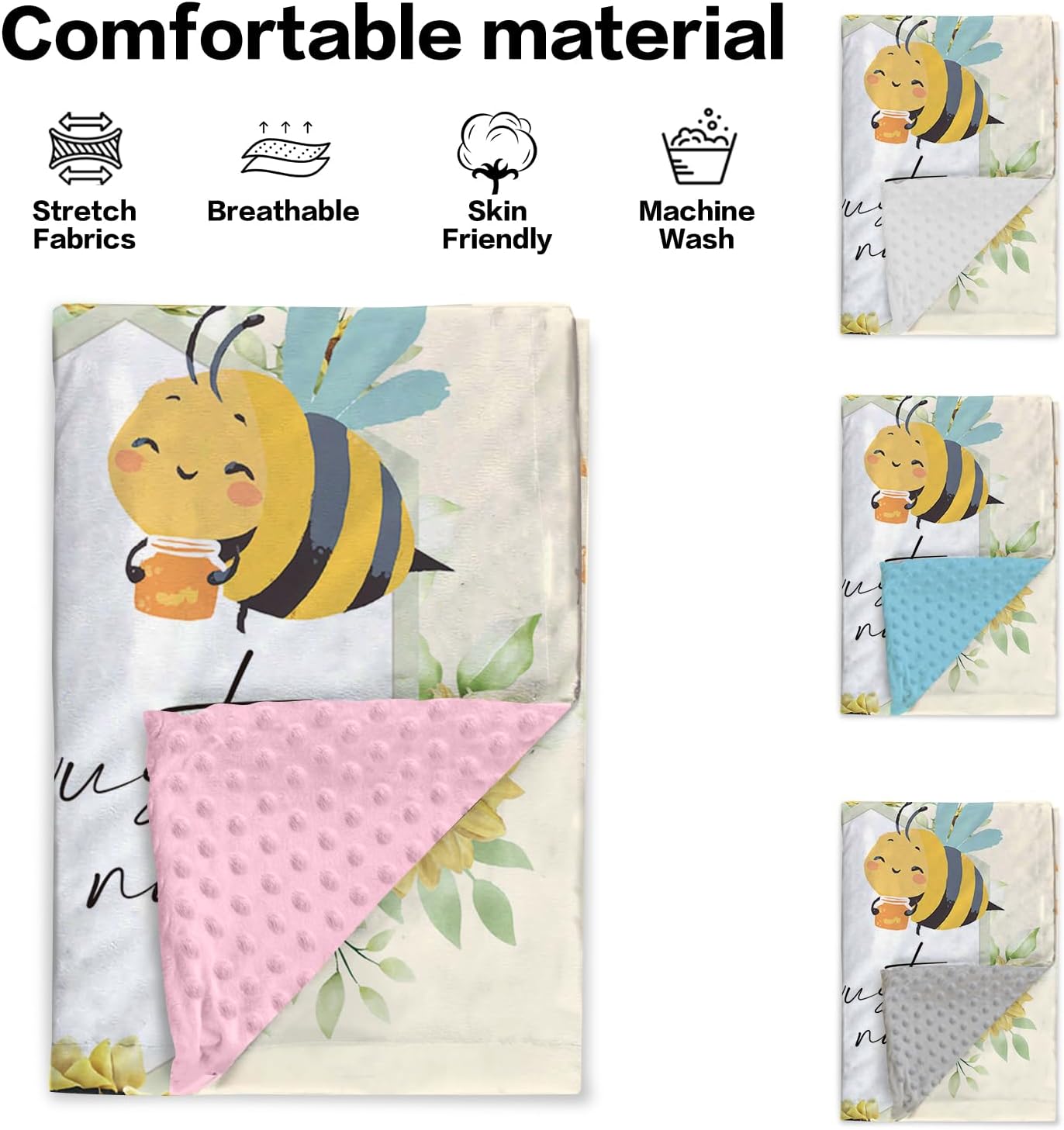 Personalized Baby Blanket with Yellow Bee Design
