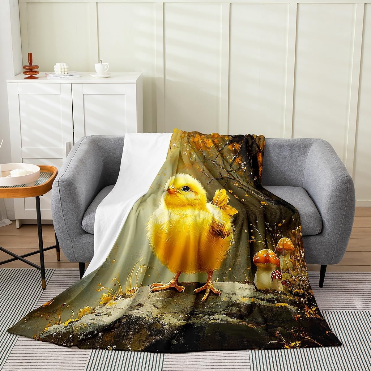 jejeloiu Cute Cartoon Chicken Fleece Throw Blanket 90x90