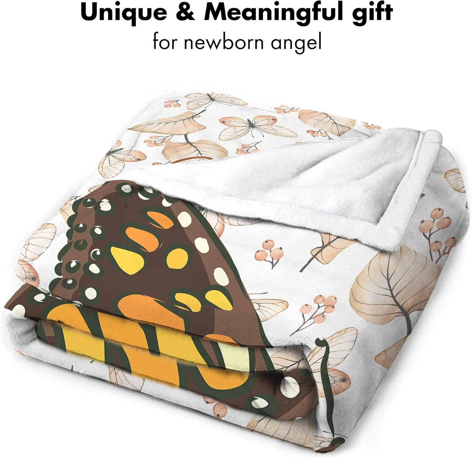 Personalized Monarch Butterfly Baby Blanket Cozy Fleece Throw for Newborns