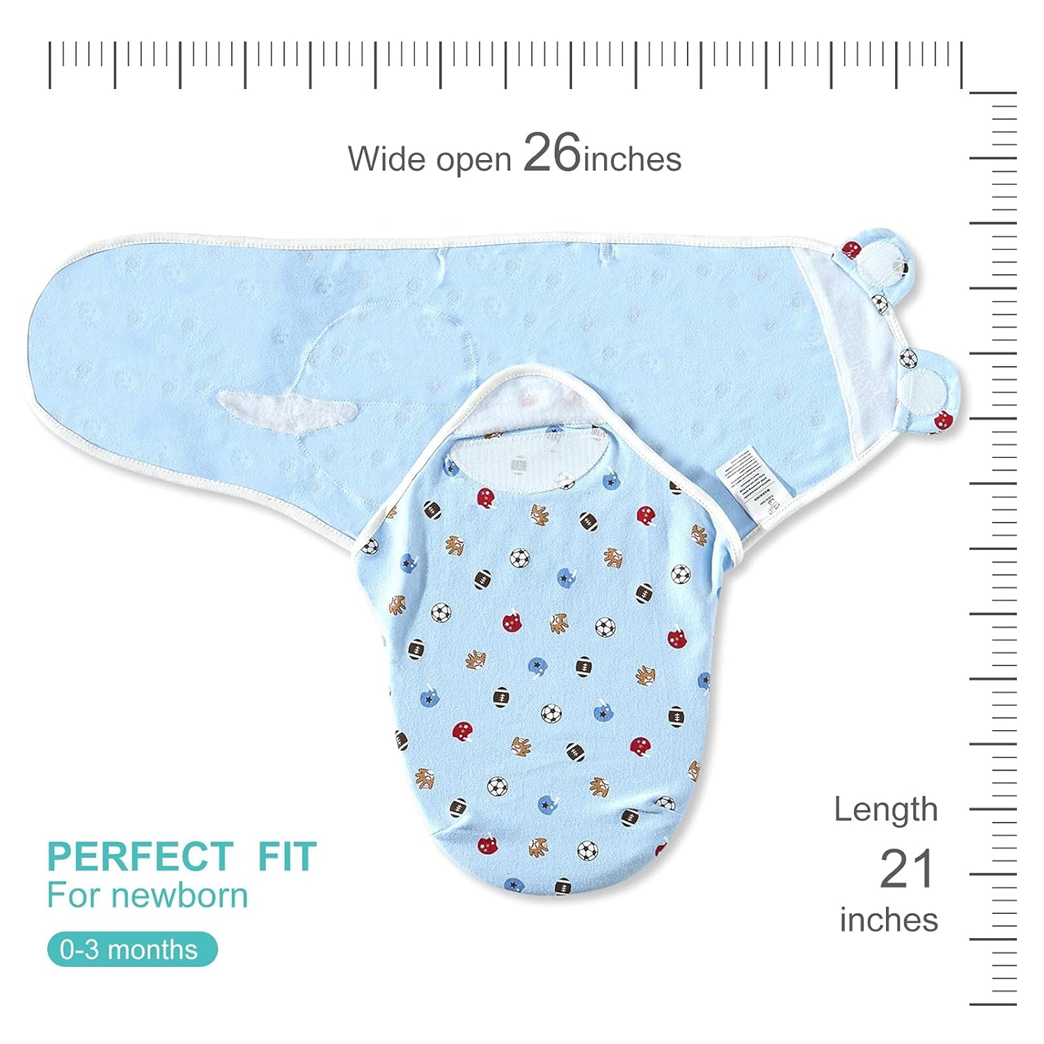 Bubble Bear 3 Pack Baby Swaddle 0-3 Months Blue