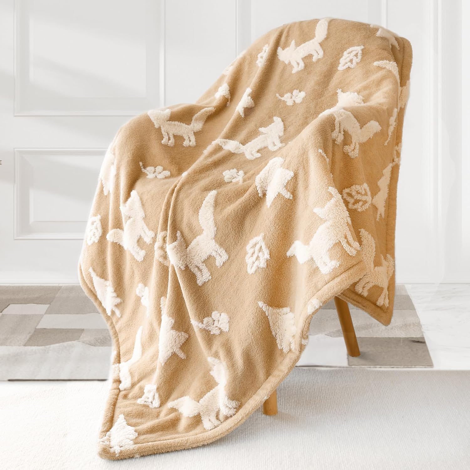 BORITAR 3D Fleece Baby Blanket with Woodland Fox Design 1