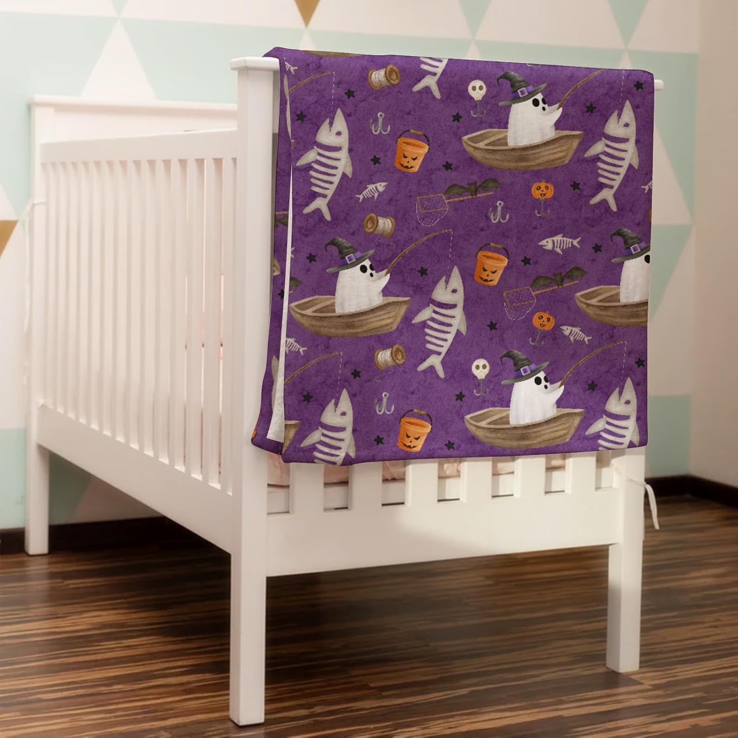 Halloween Fishing Flannel Baby Blanket 60x80