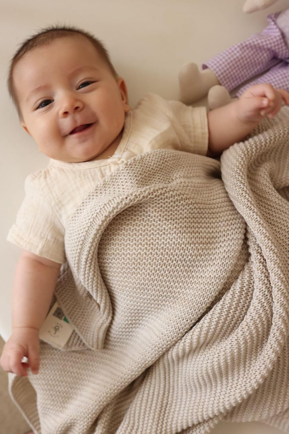 Little Dedi Soft Baby Knitted Blanket - 30x40 Neutral Stone