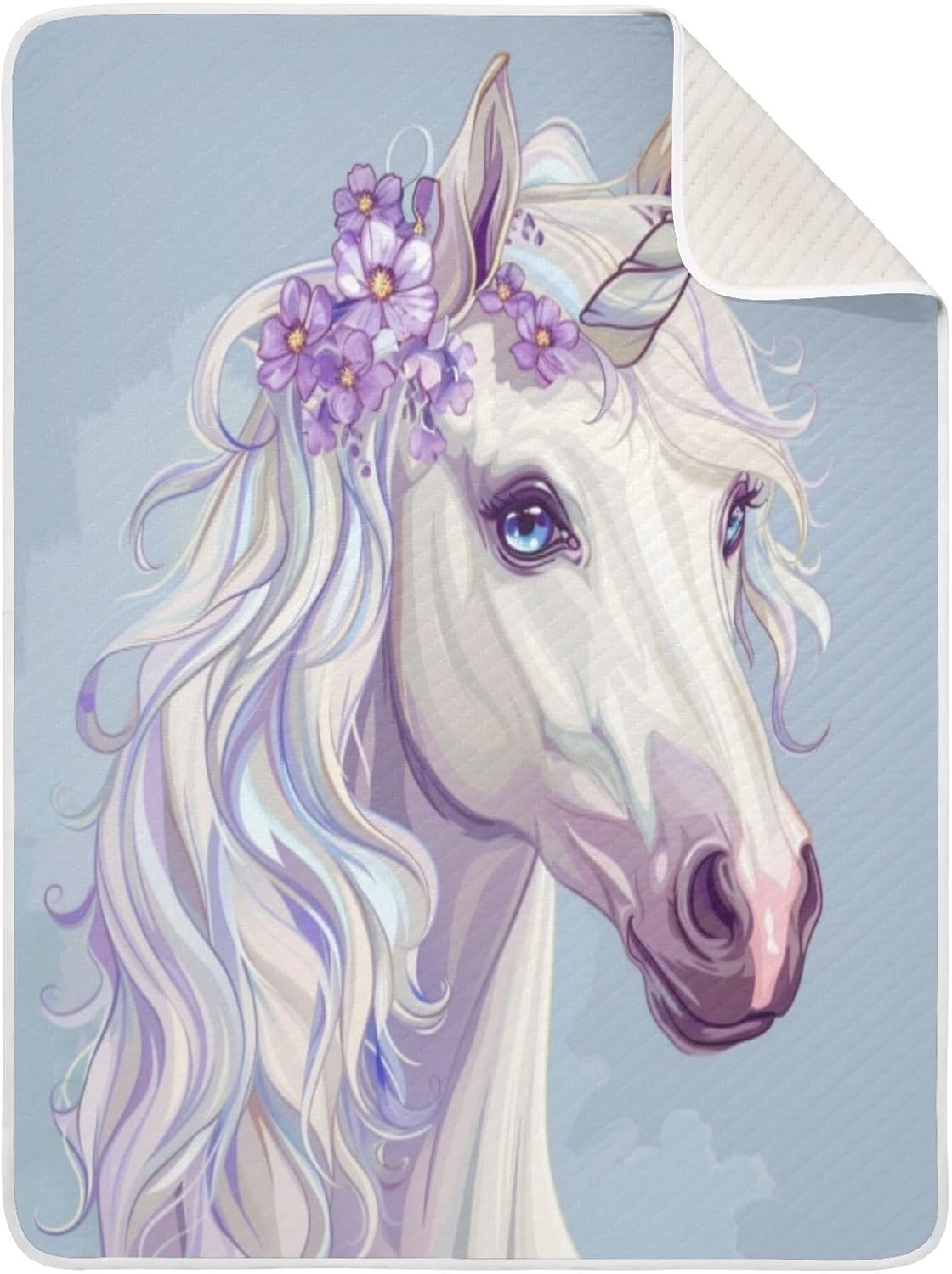 Unisex Baby Blanket with Unicorn Print 30x40 Inches