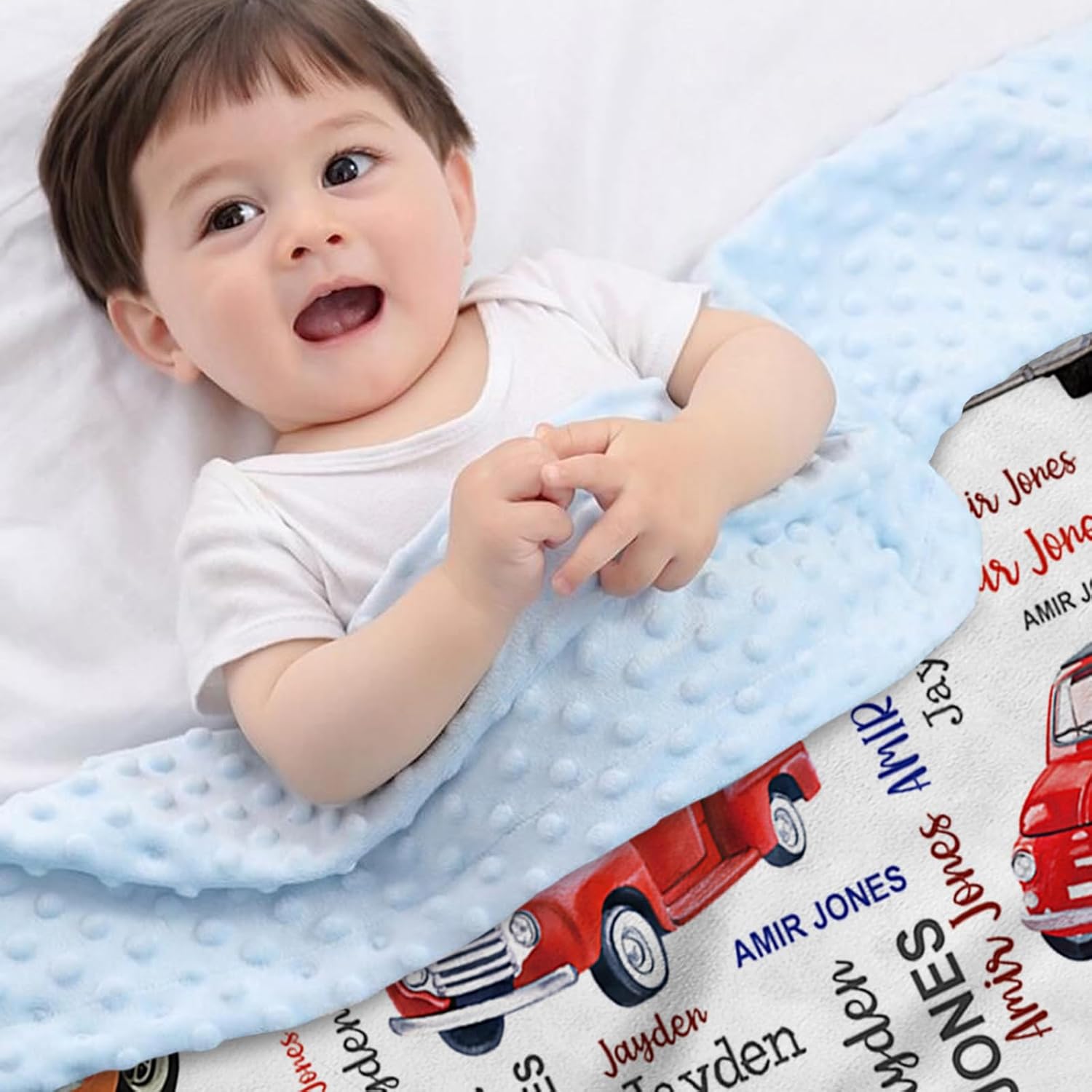 YISMEET Personalized Baby Blanket with Red Car Theme 1