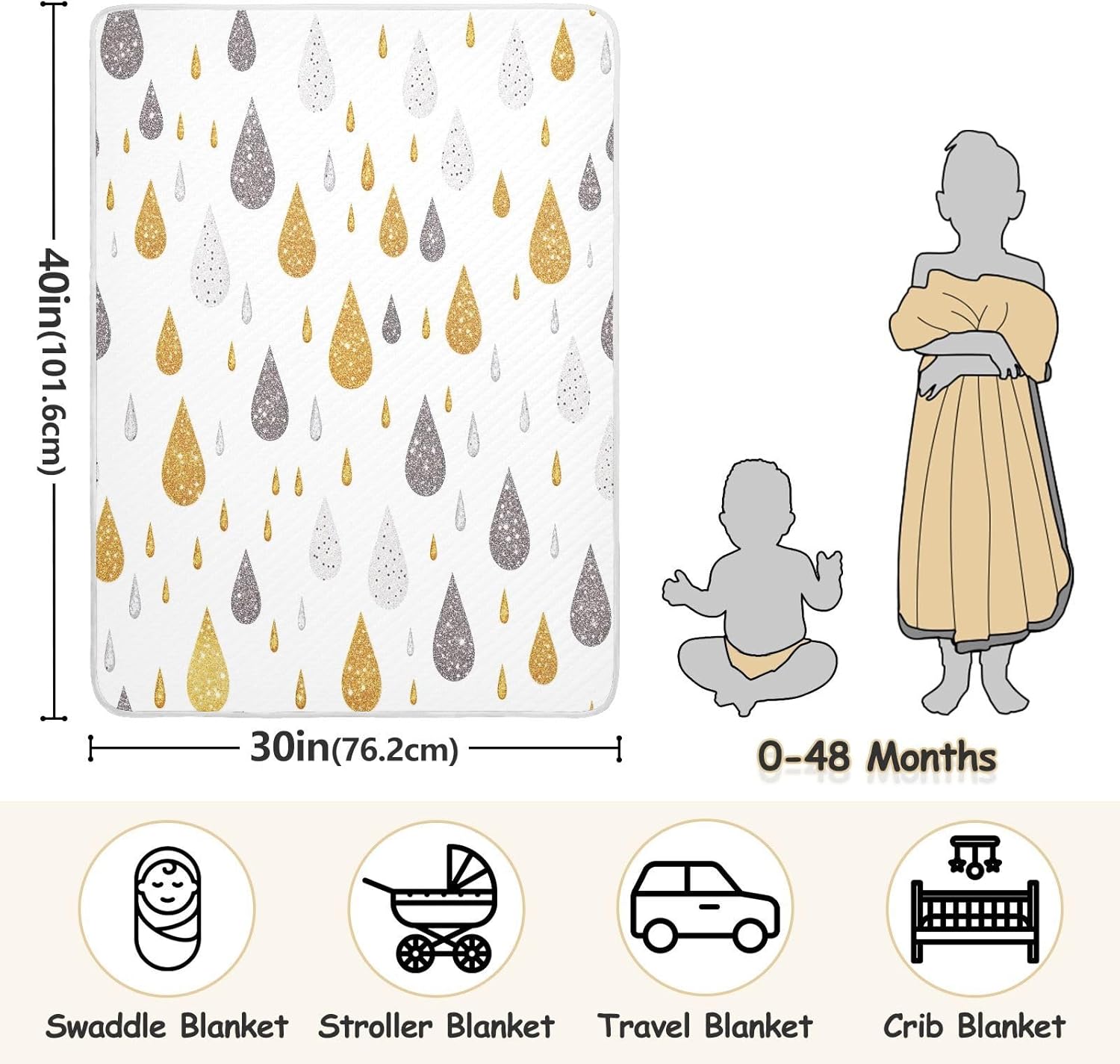Wassud 30 x 40 Baby Blanket for Newborn to Toddler