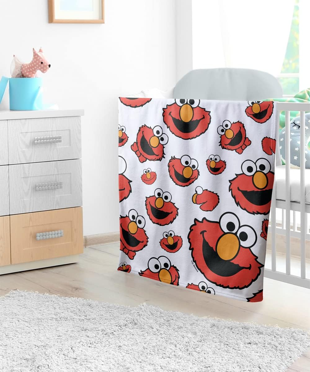 LOGOVISION Sesame Street Baby Blanket 30X40 Elmo Face Pattern 1