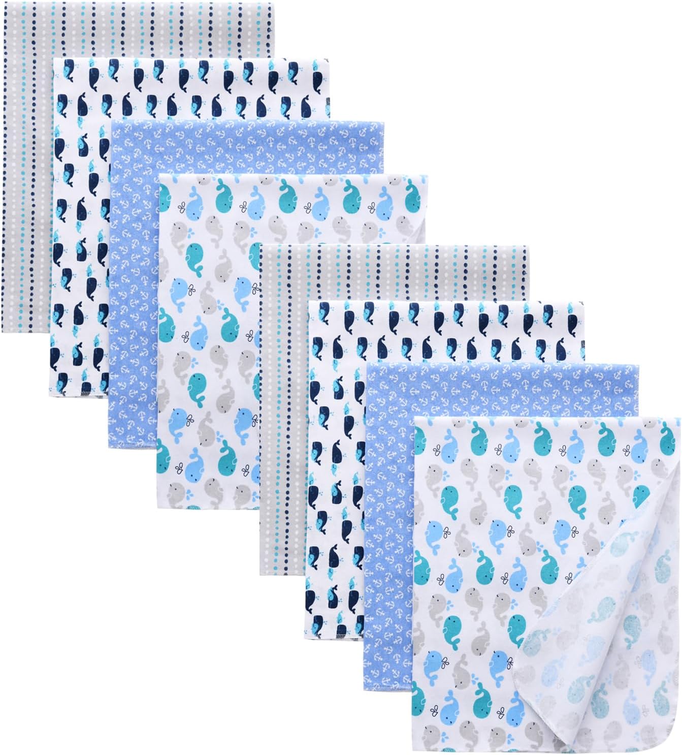 Gina Era 8 Pcs Baby Swaddle Blankets 30x30 Inch Cotton Flannel