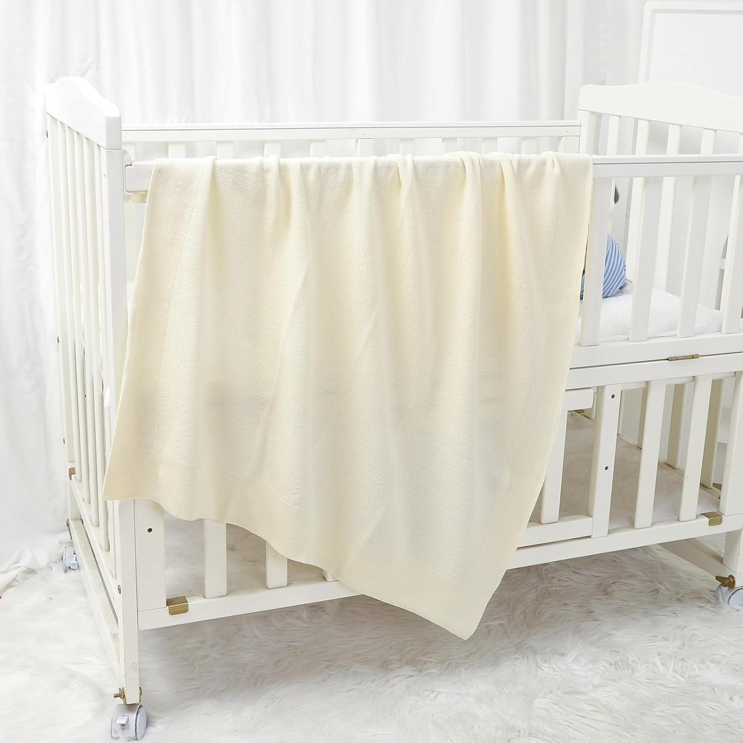 Hadetoto Newborn Baby Blanket Soft Cozy Cotton Knit
