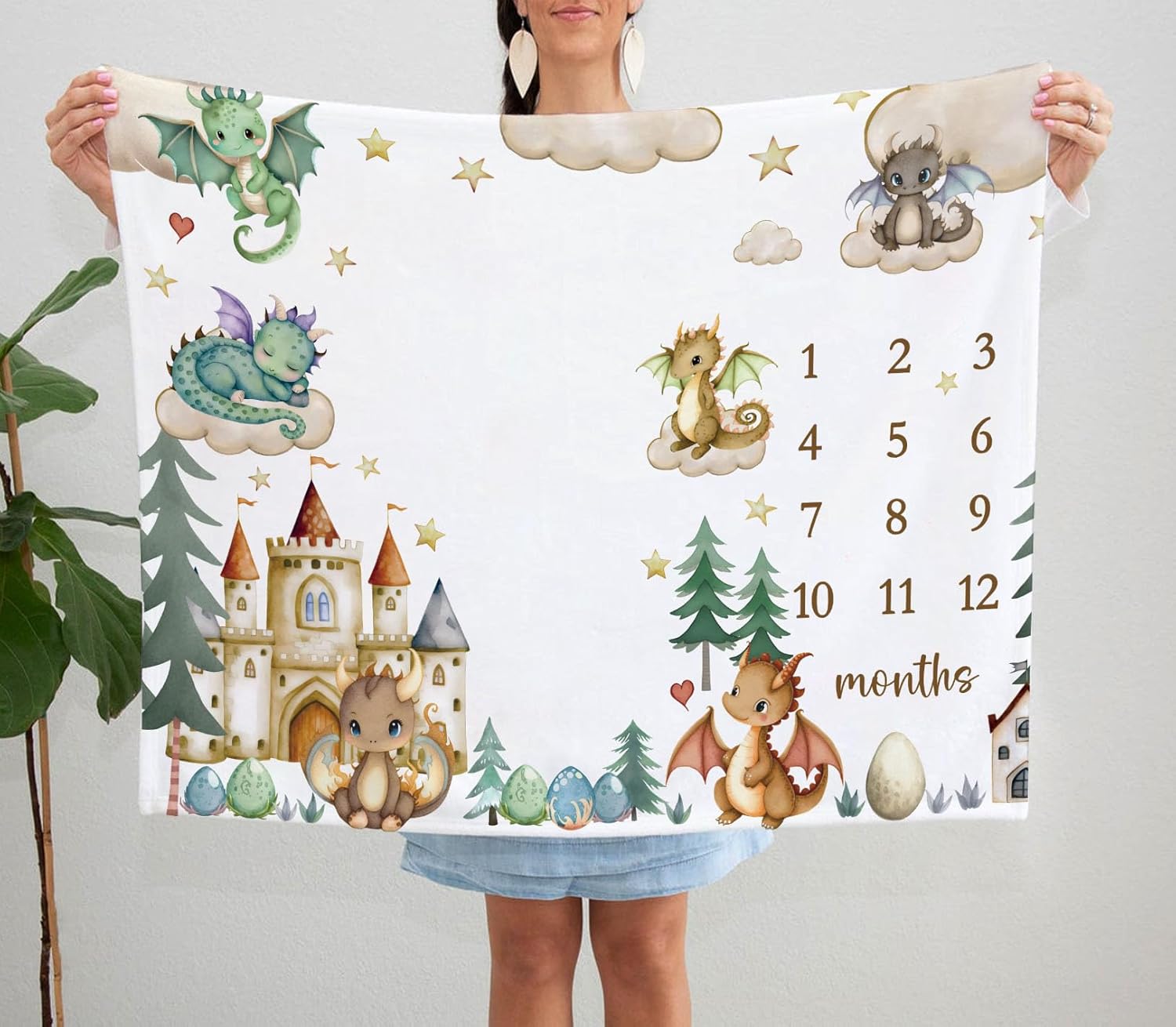 Yuzioey Boy Dragon Growth Tracking Blanket 50x40