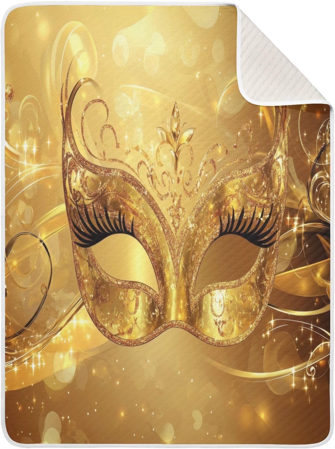 Burbuja Mardi Gras Gold Mask Baby Blanket 30x40