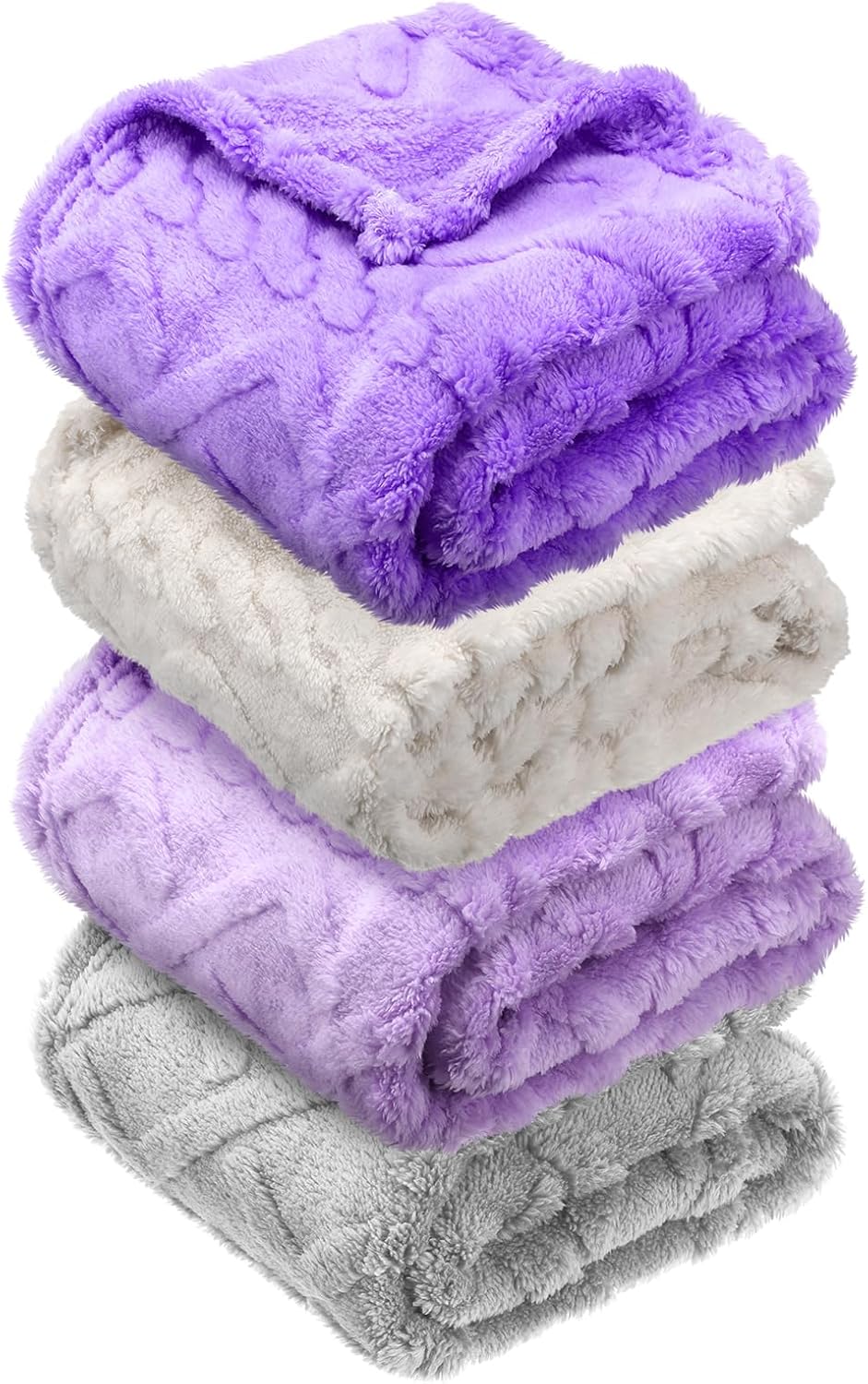 VitalCozy 4 Pcs 3D Fluffy Baby Blanket Set