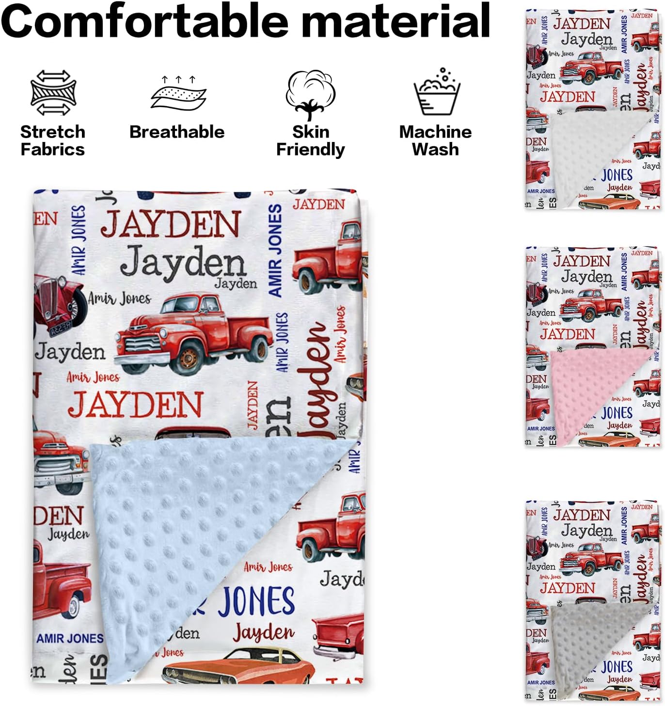 YISMEET Personalized Baby Blanket with Red Car Theme 1