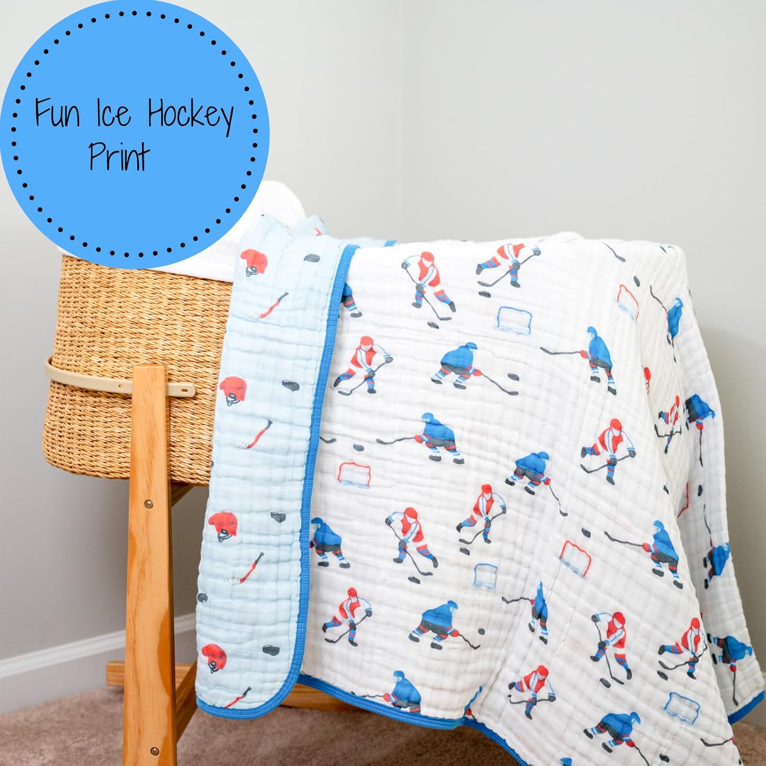 LollyBanks Ice Hockey Muslin Blanket 6-Layer