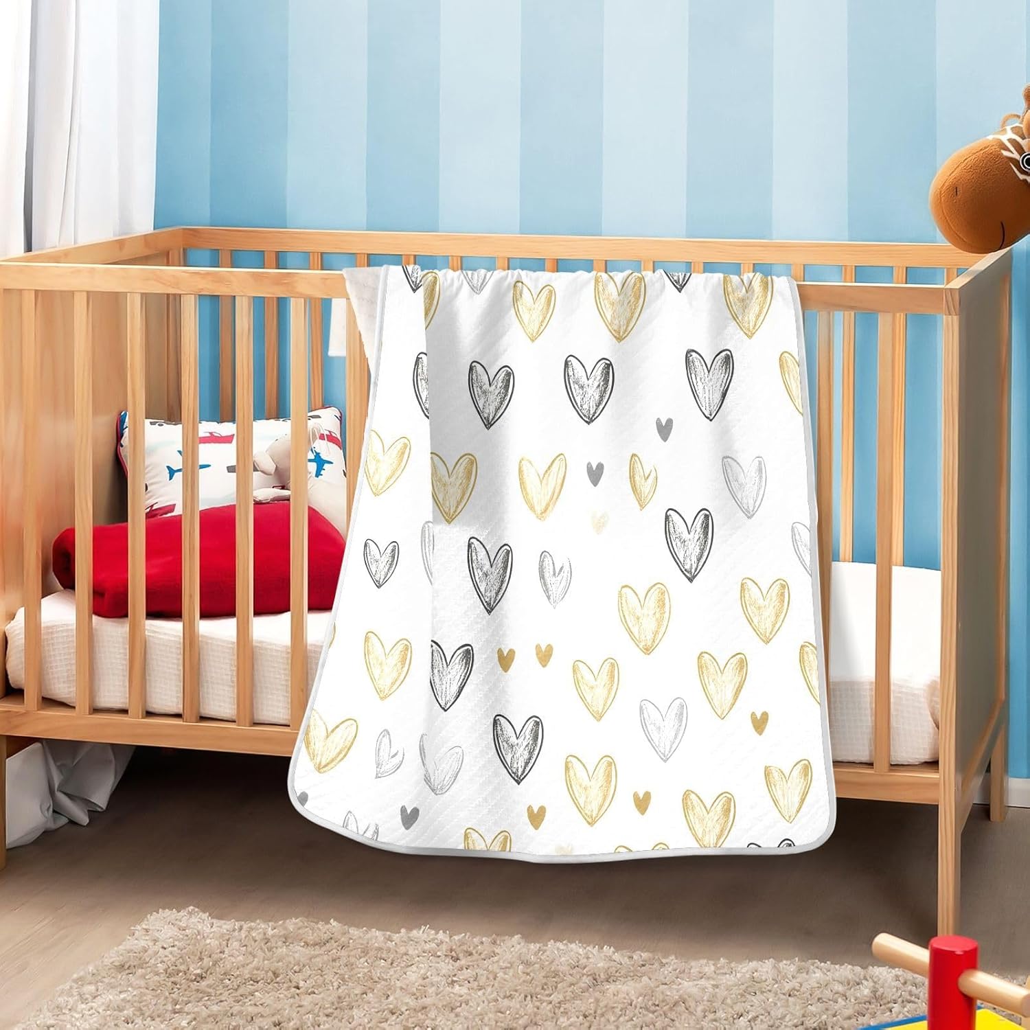 Wassud Hearts Soft Baby Blanket 30x40 Inch Cozy Toddler Blanket