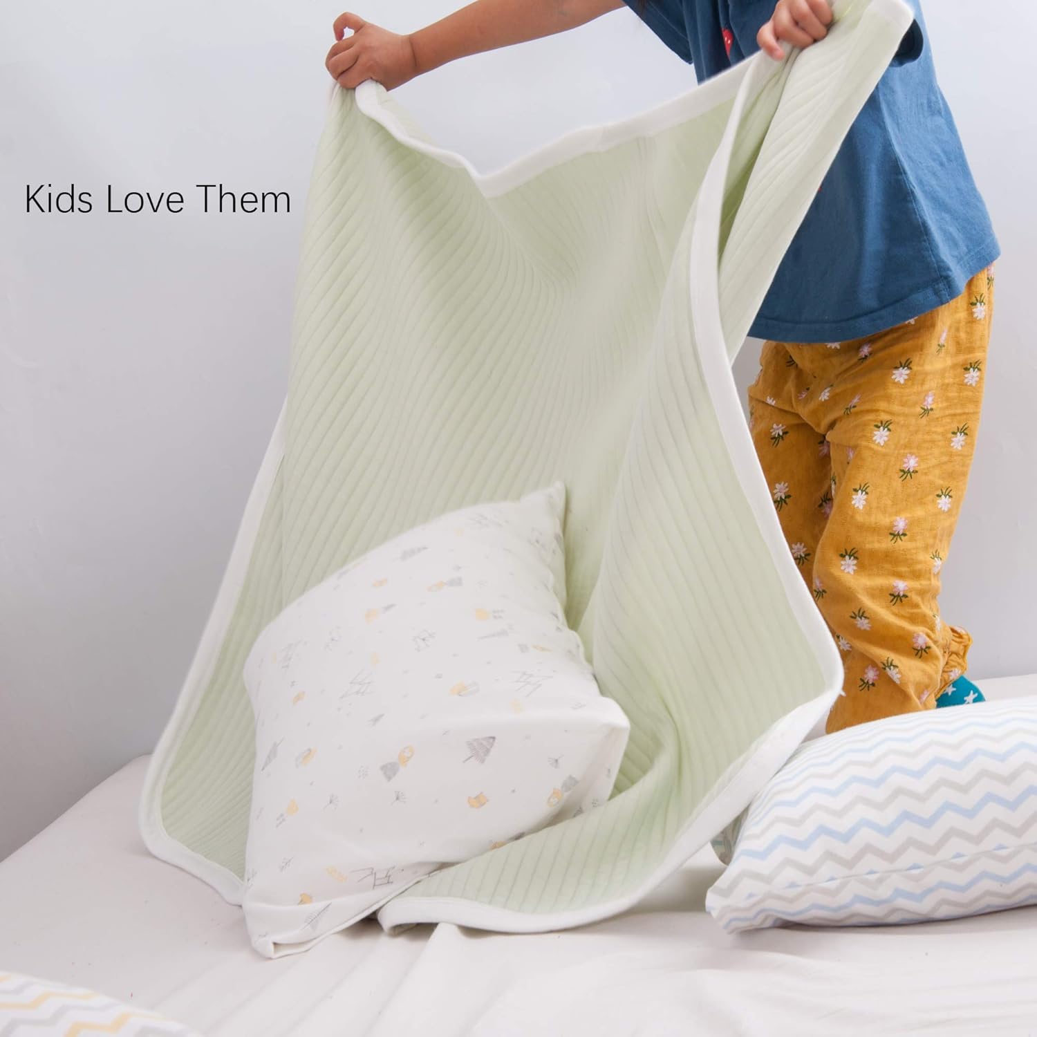 NTBAY Jersey Cotton Quilted Toddler Blanket - Camel Stripe 30x40 Inches