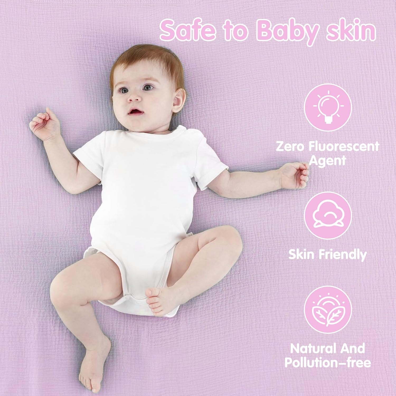 Synrroe Muslin Swaddle Blankets 2 Pack - 40x40 Inches Soft Breathable Baby Blankets