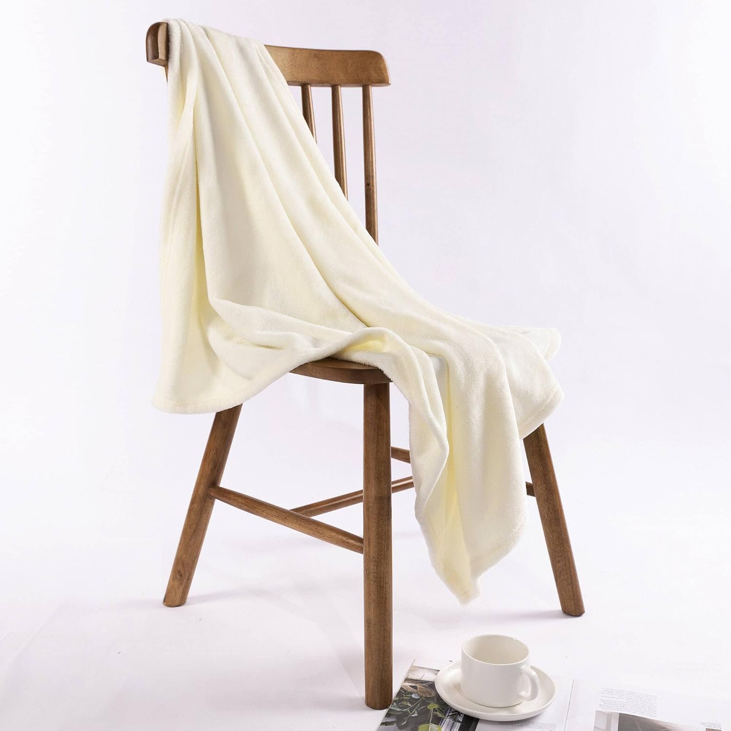 NANPIPER Ivory Baby Blanket - Soft Plush Throw 30x40