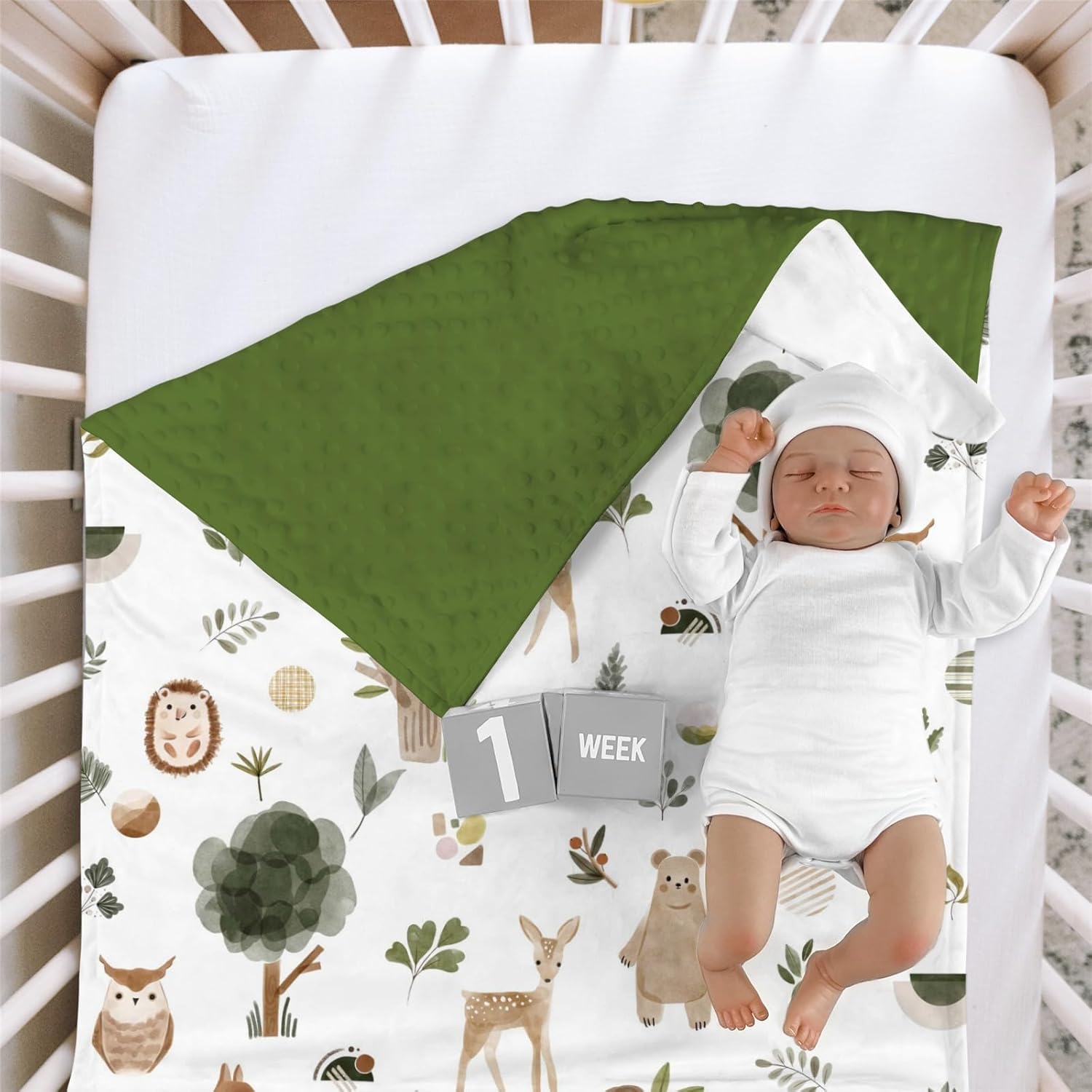 Boho Animal Mink Baby Blanket with Dotted Backing - 30x40