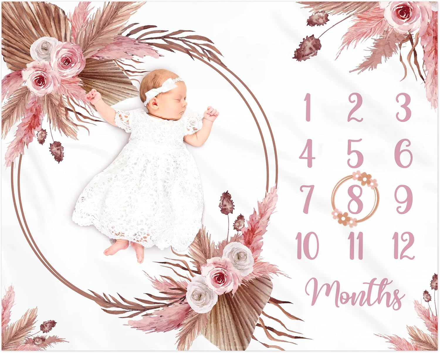 Floral Boho Baby Monthly Milestone Blanket 40 X 50