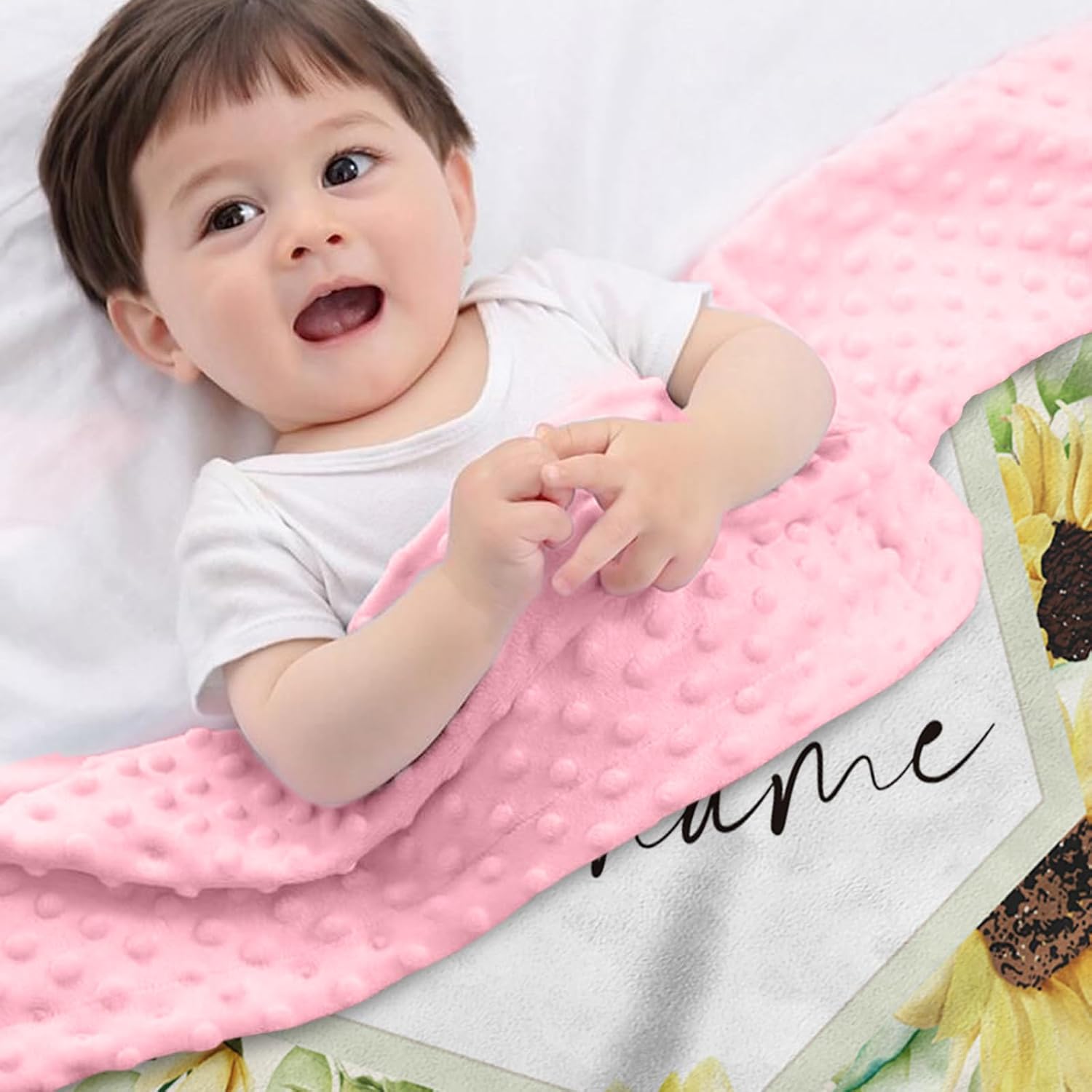 Personalized Baby Blanket with Yellow Bee Design