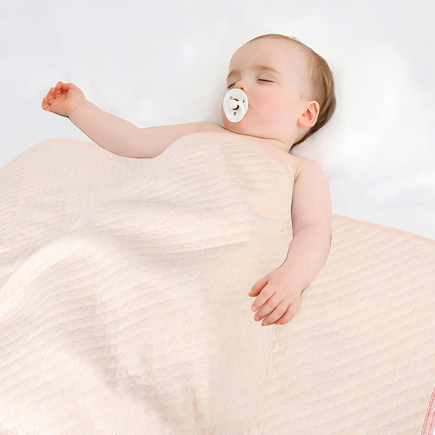 Zenssia Organic Cotton Baby Blanket - Light Orange 39x47
