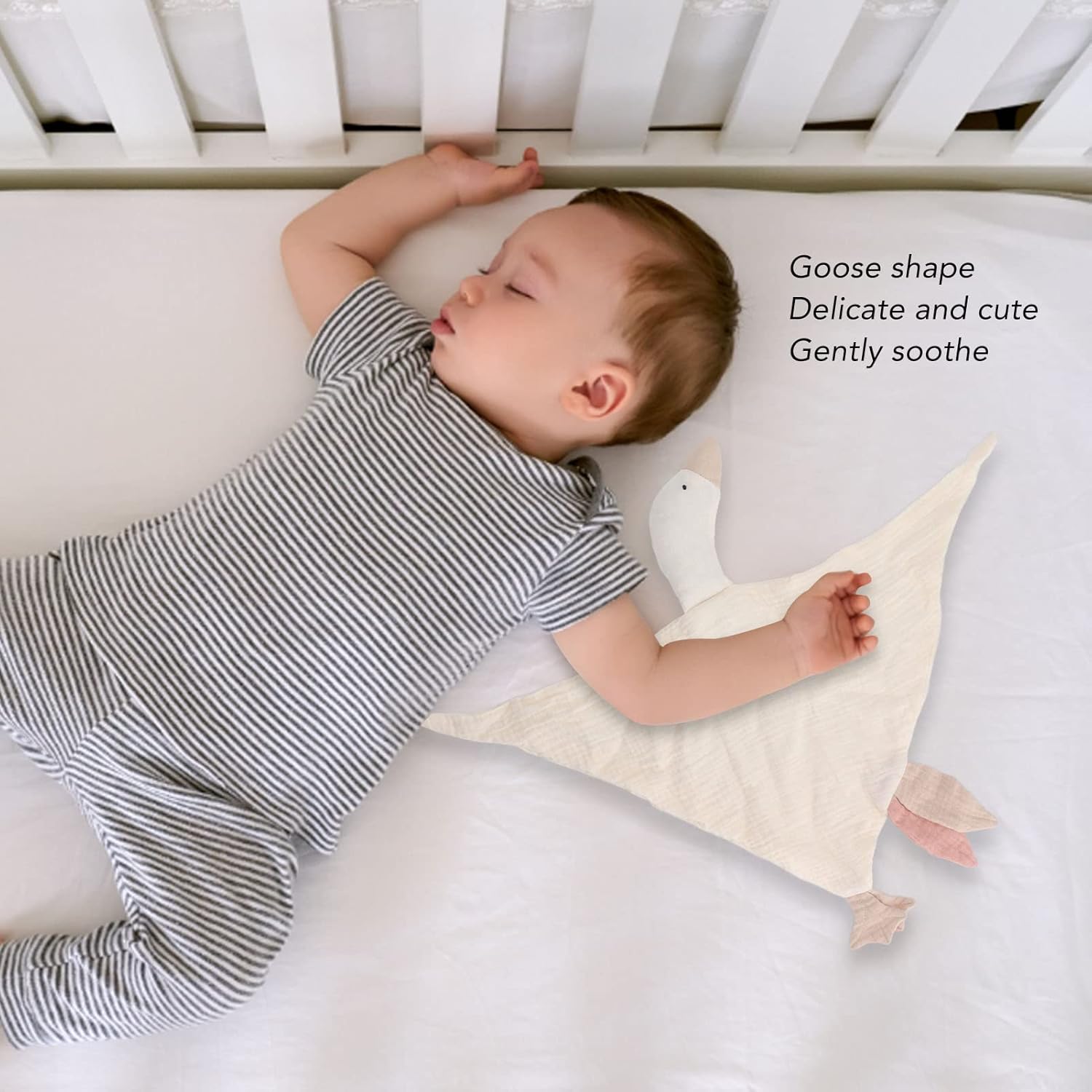 Yosoo Soft Cotton Baby Goose Security Blanket Ivory White