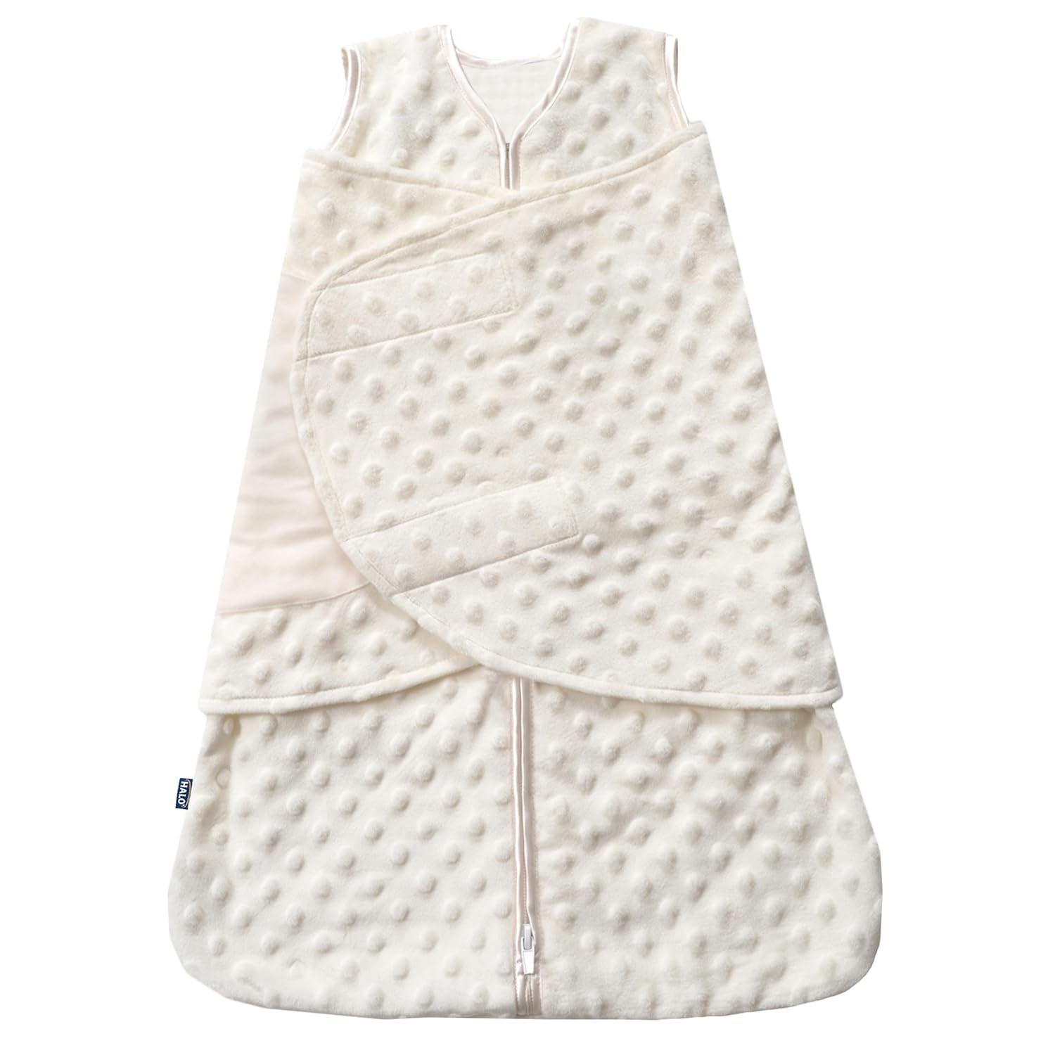 HALO Sleepsack Swaddle 3-Way Adjustable TOG 30 Cream Plush Dots Small
