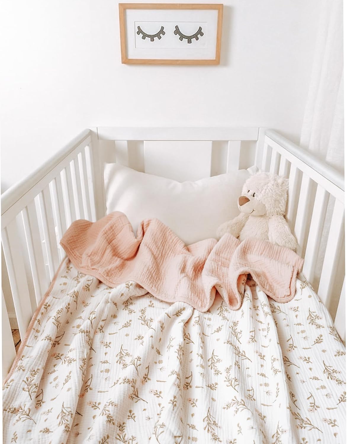 Konssy Muslin Blanket 40x36 Inch Floral Baby Blanket