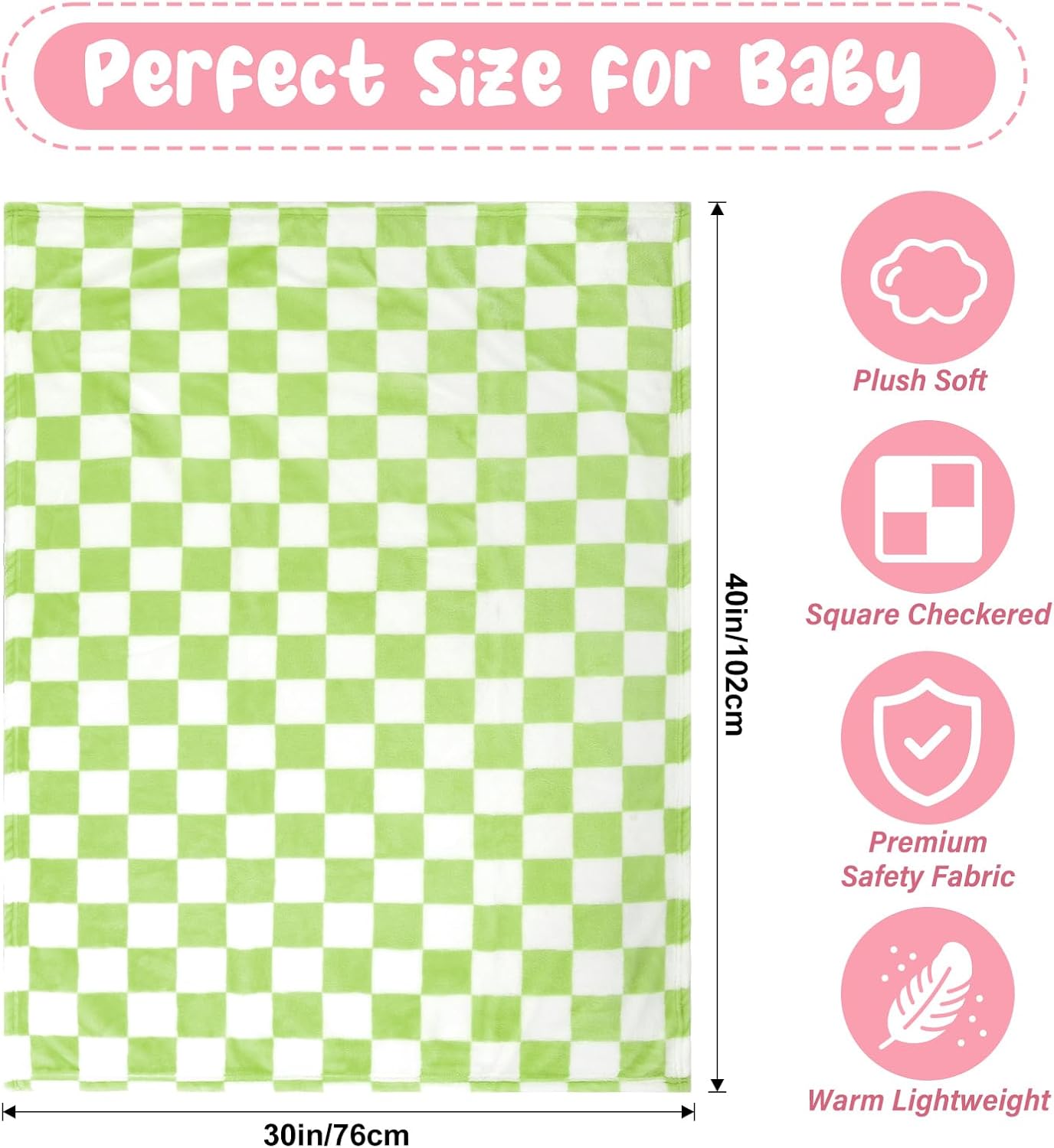 GreatBba Plush Checkered Baby Blanket - 30x40 Wine Green White