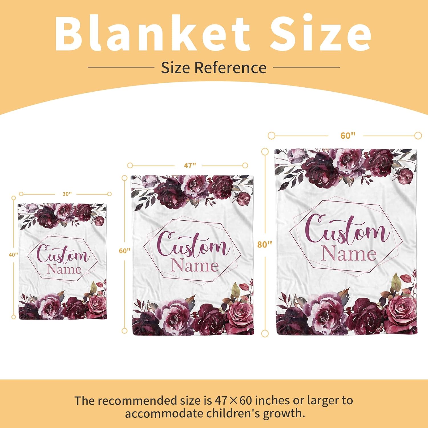 Personalized Baby Blanket with Name - Purple Flowers Flannel Double Layer 47x60