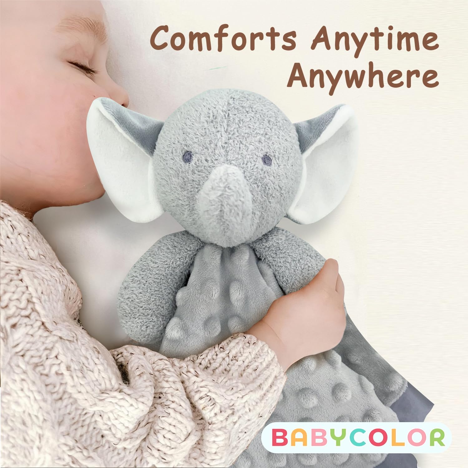 Babycolor Elephant Baby Security Blanket 15 Inch Grey