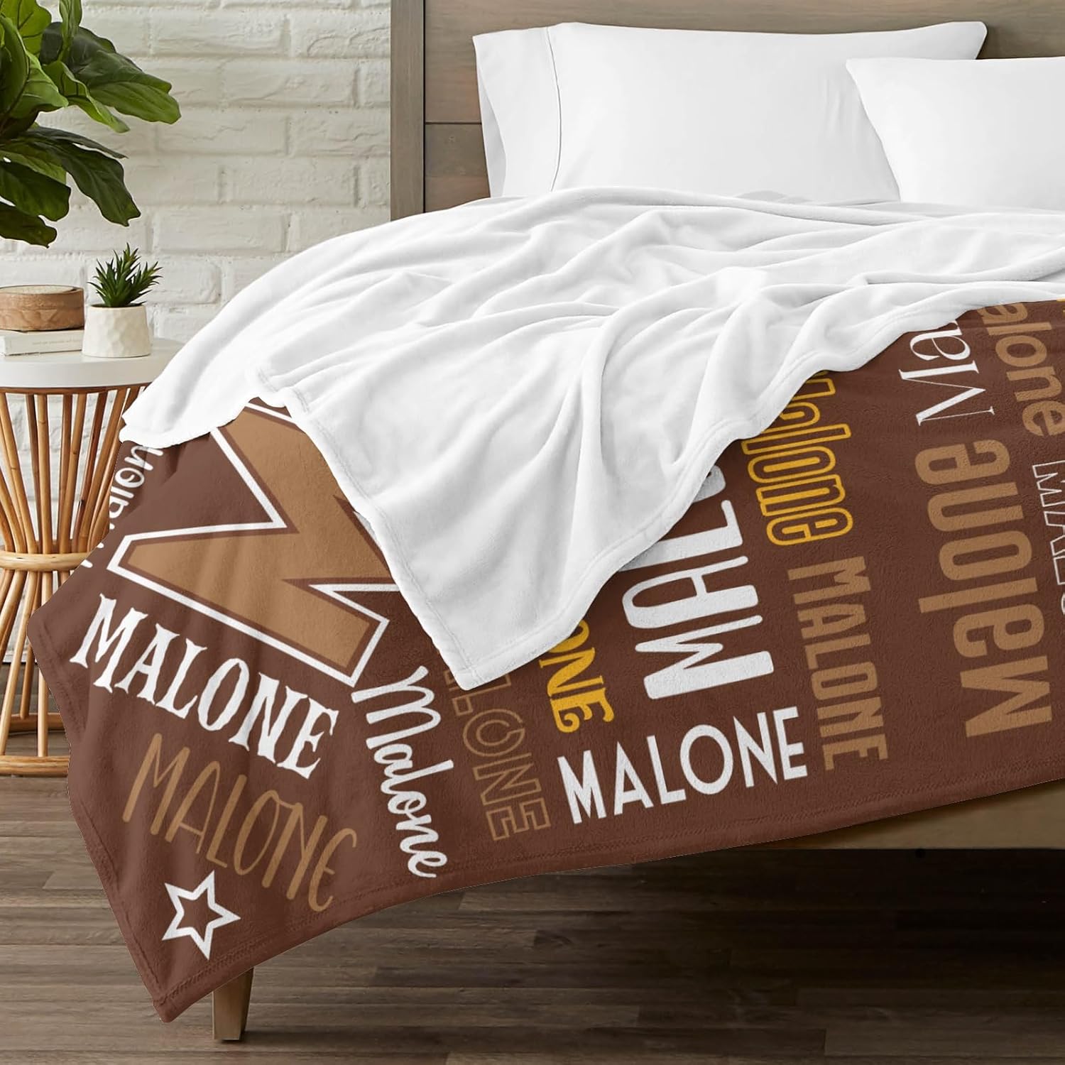 OAHEDIAM Personalized Baby Blanket Brown 30x40 Inches