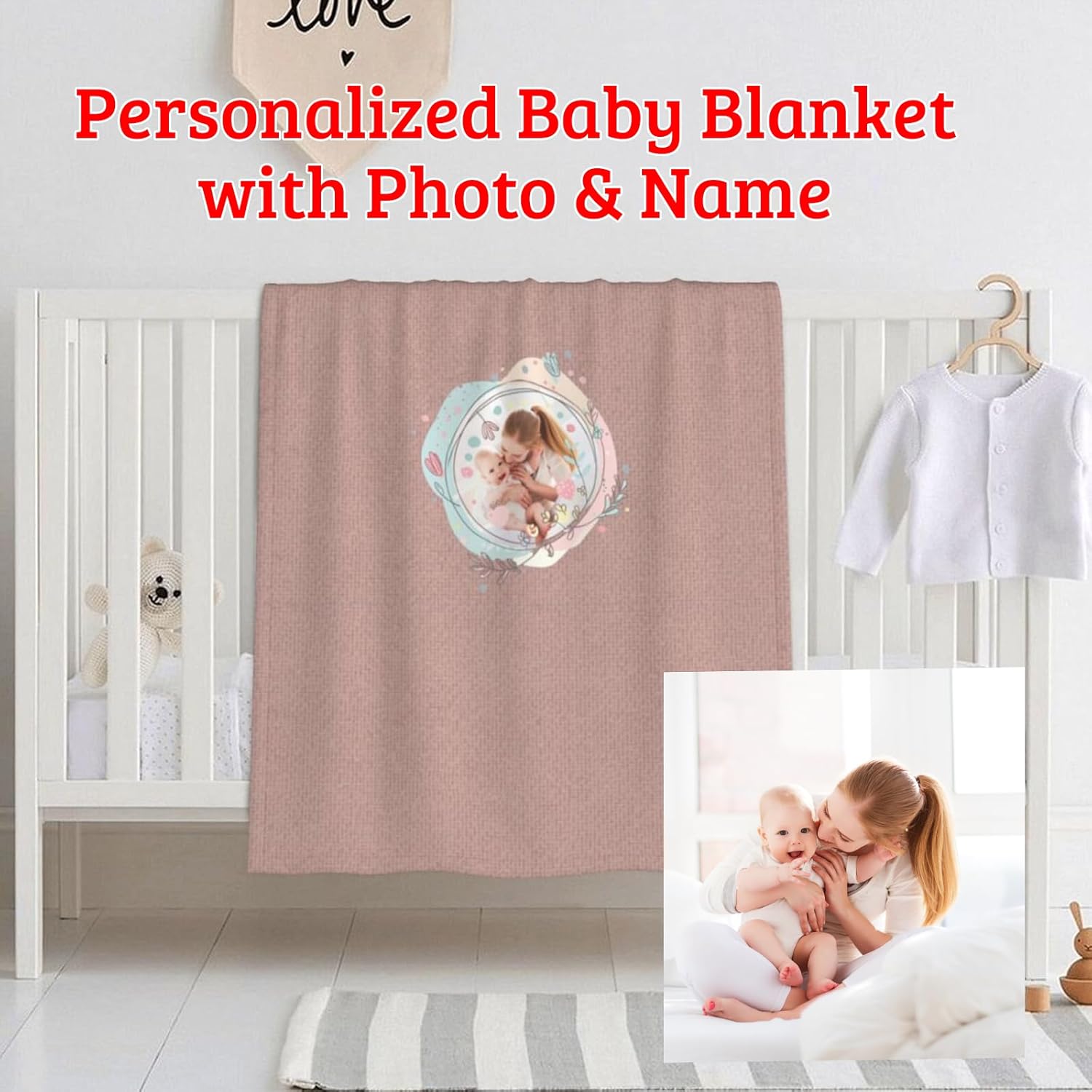 Custom Baby Blanket with Name and Photo