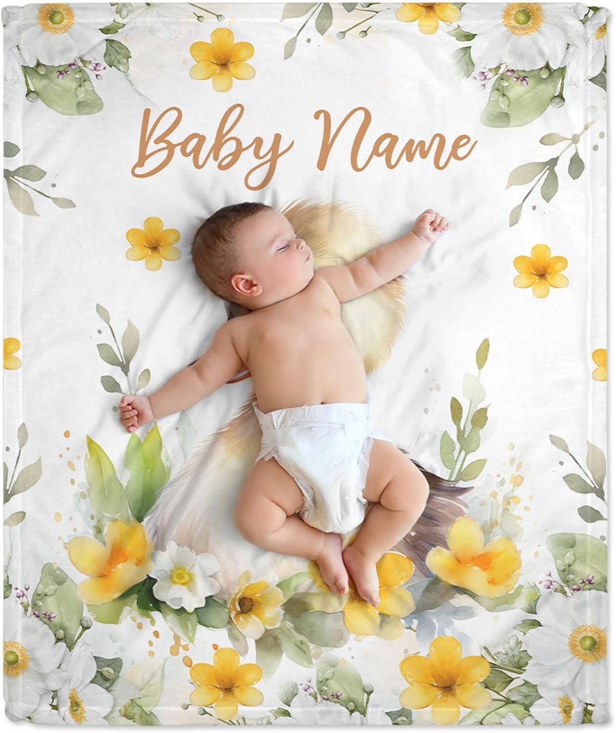LNG Personalized Name Baby Blanket with Cute Duck Design