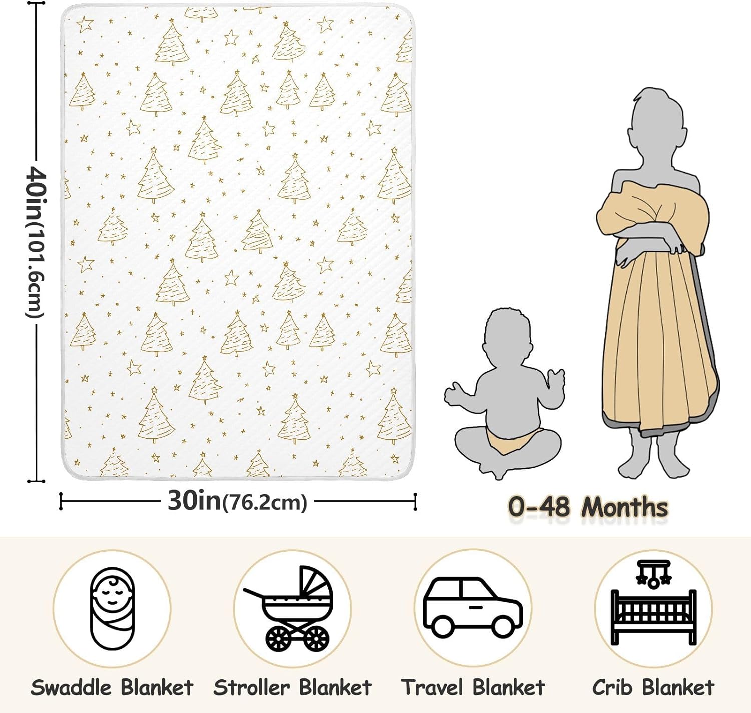 Cotton Baby Blanket 30x40 Inches Soft Cozy Throw for Toddler