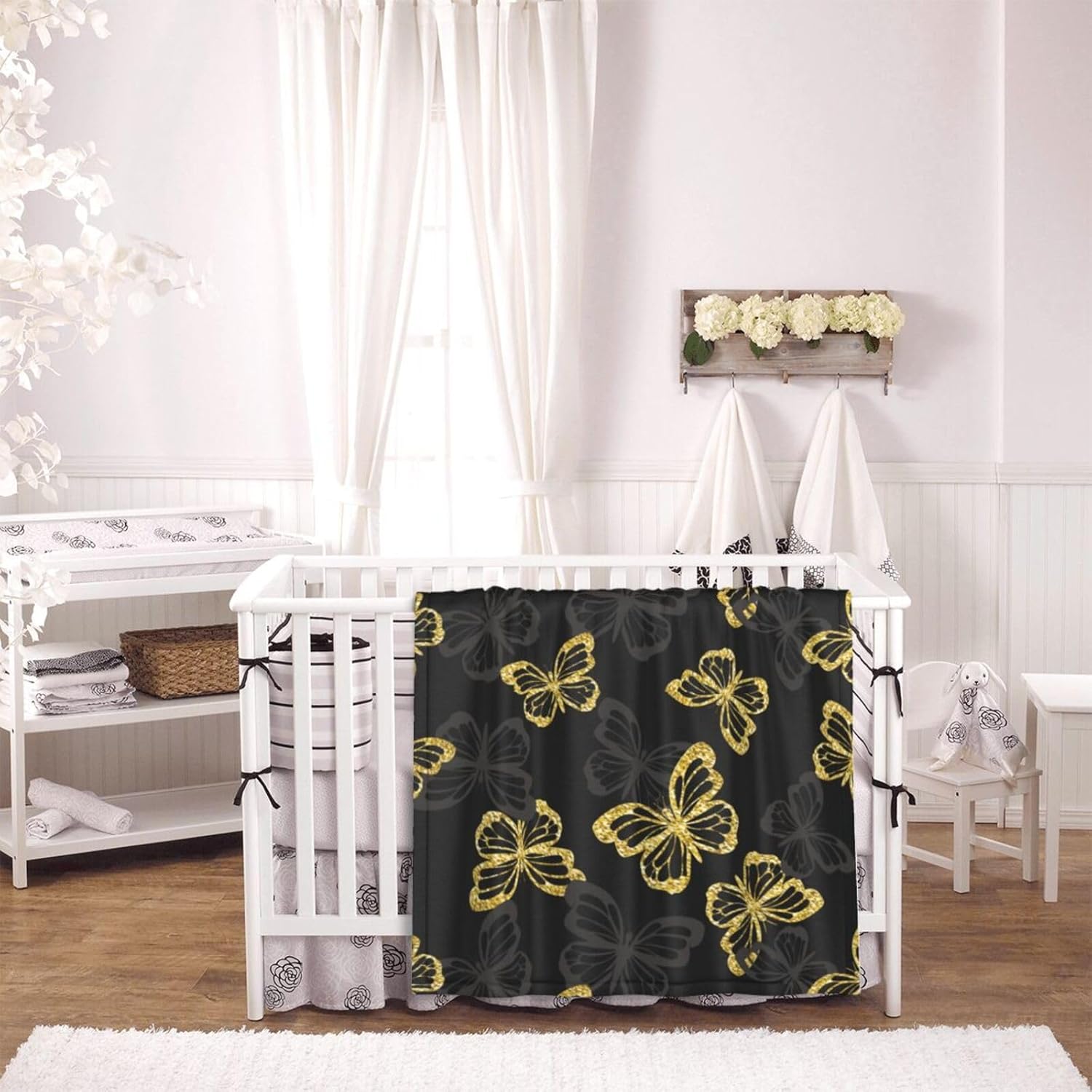 Salelf Golden Glitter Butterflies Baby Blanket 30x40 Inch 1