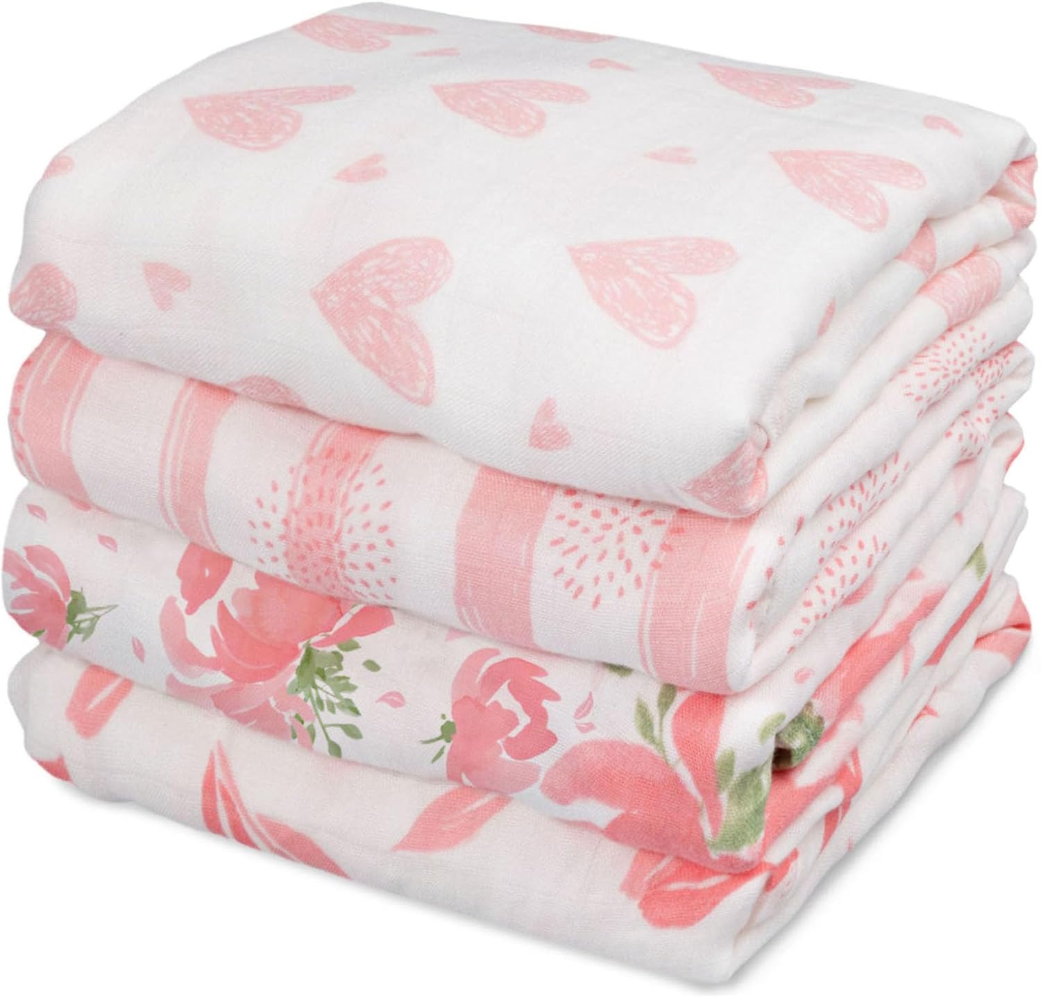 GLLQUEN BABY 4-Pack Swaddle Blankets 35x40
