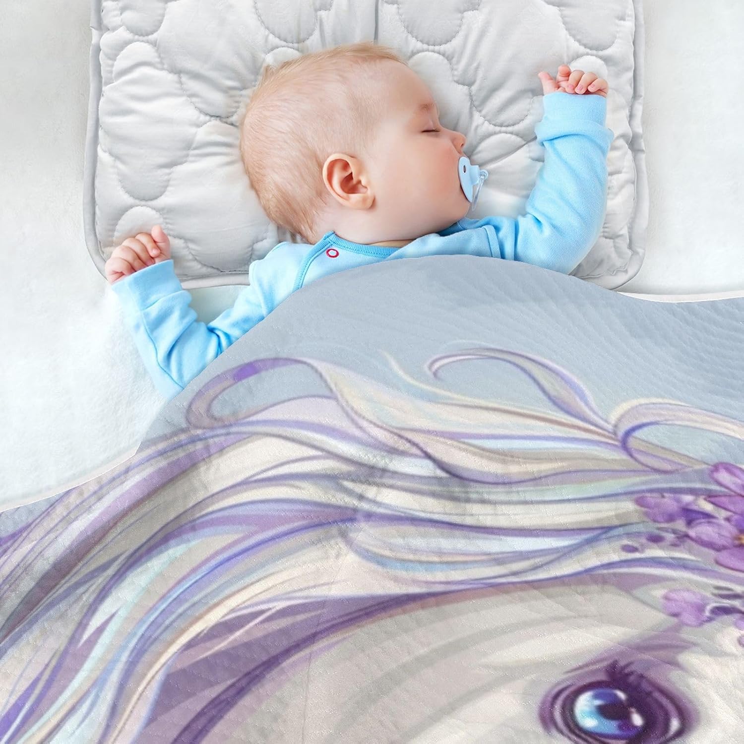 Unisex Baby Blanket with Unicorn Print 30x40 Inches
