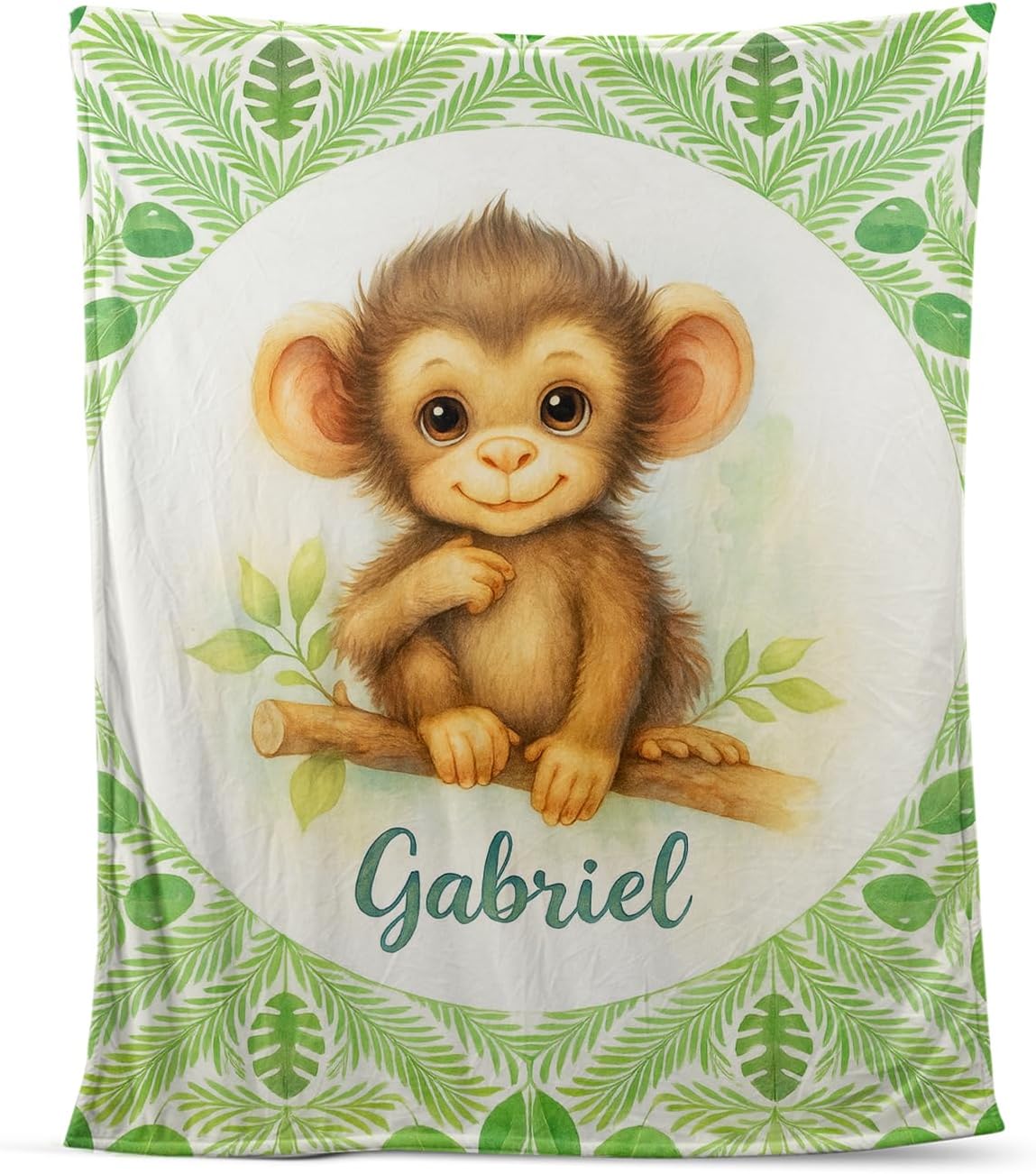 Zocoshi Personalized Baby Blanket with Name Jungle Monkey Throw for Boys Girls