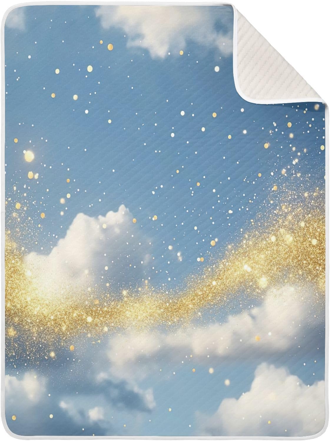 Wassud Golden Glitter and Clouds Baby Blanket 30x40