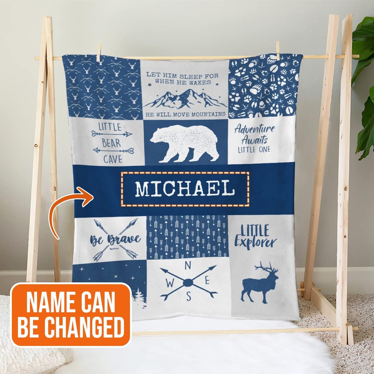 Toyshea Personalized Woodland Baby Blanket with Deer Design