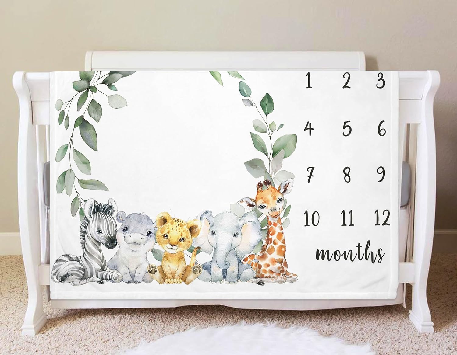 Yuzioey Jungle Safari Growth Tracking Blanket