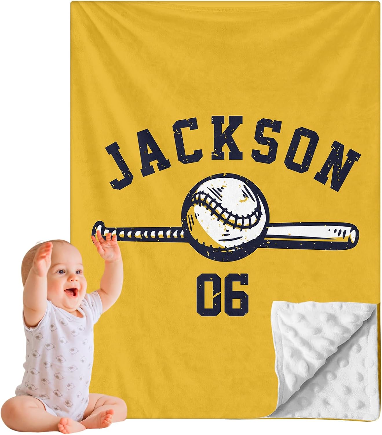 GRESATEK Personalized Baby Blanket - Double Layer Name Blanket for Newborns