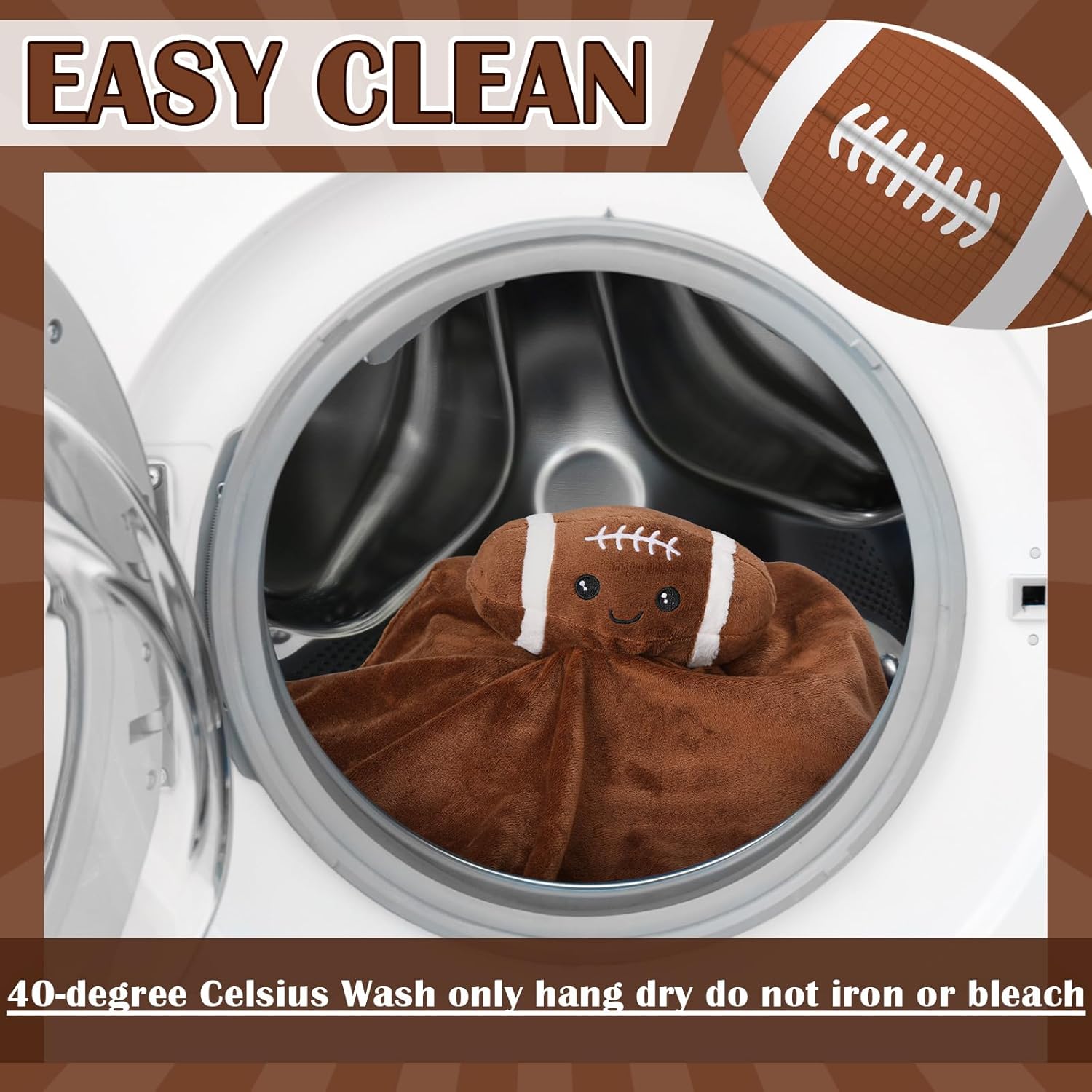 15 Inches Cute Football Design Snuggle Blanket