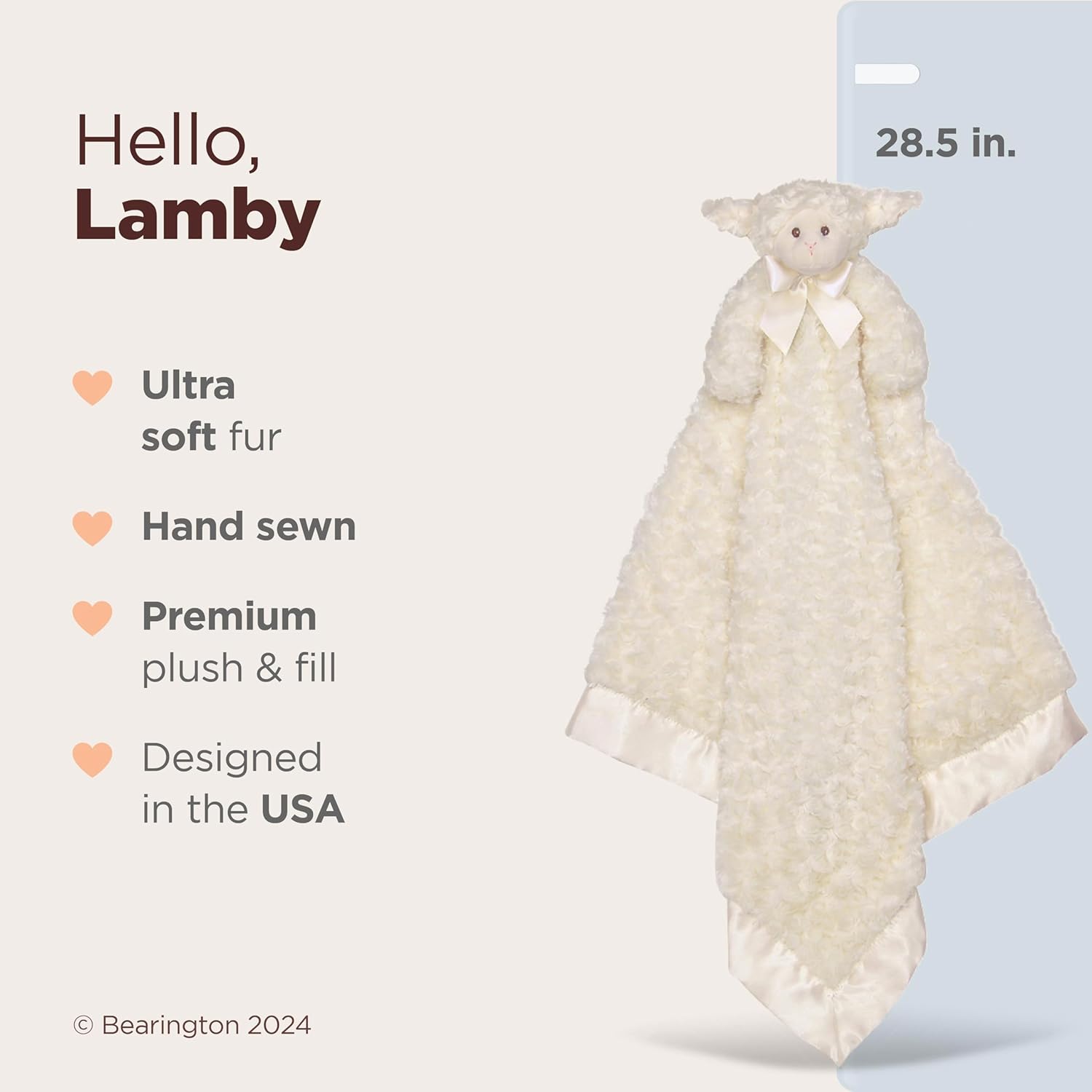 Bearington Baby Lamby Cuddle Me Sleeper Cream Large Security Blanket