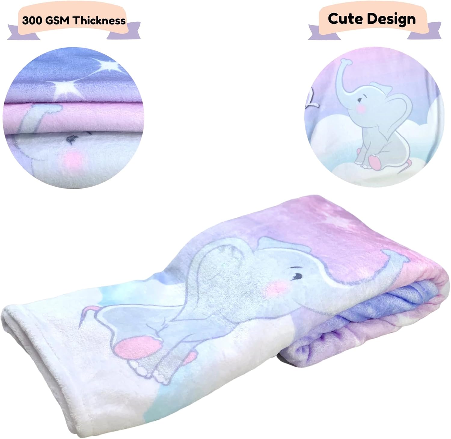 Twin Milestone Blanket with Elephant Design 1