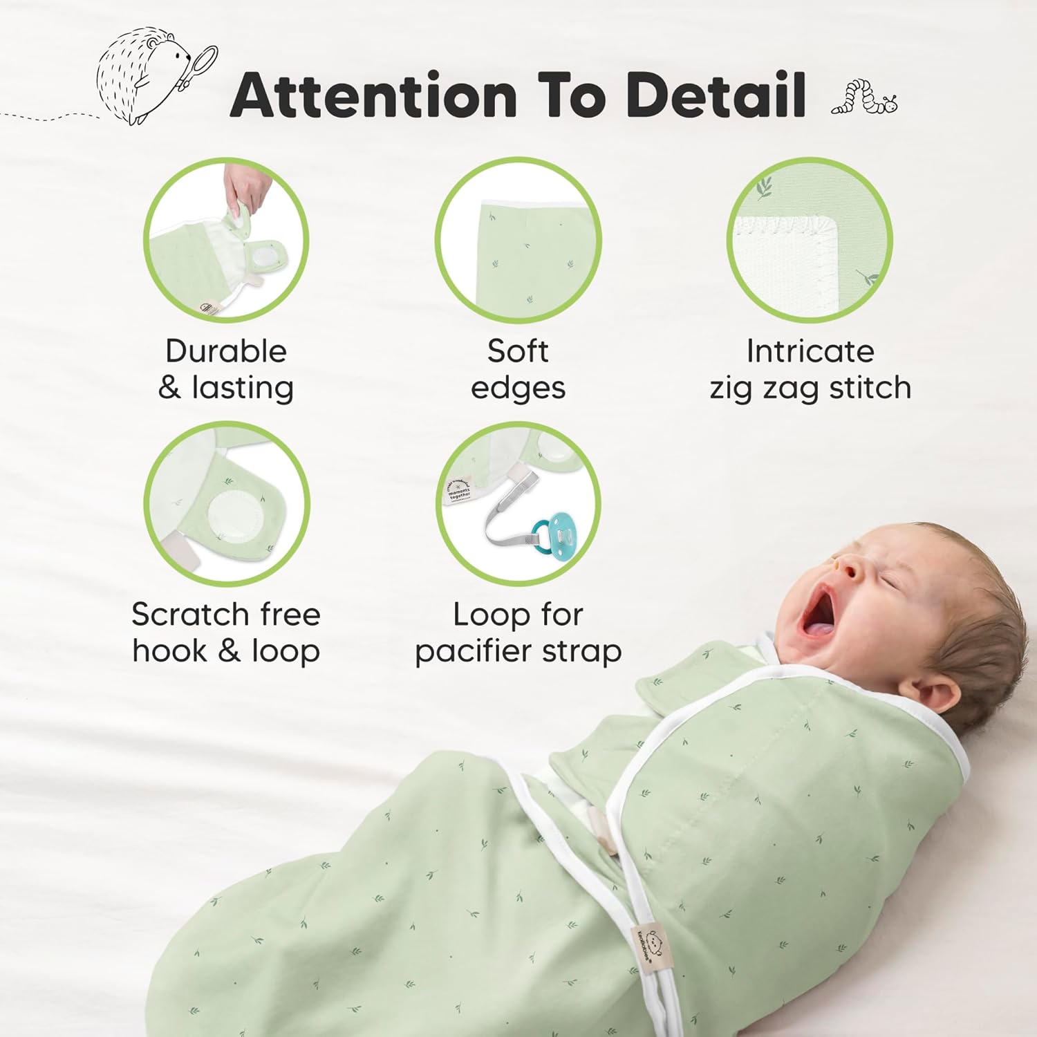KeaBabies 3-Pack Organic Swaddle Sleep Sacks with Bunnies