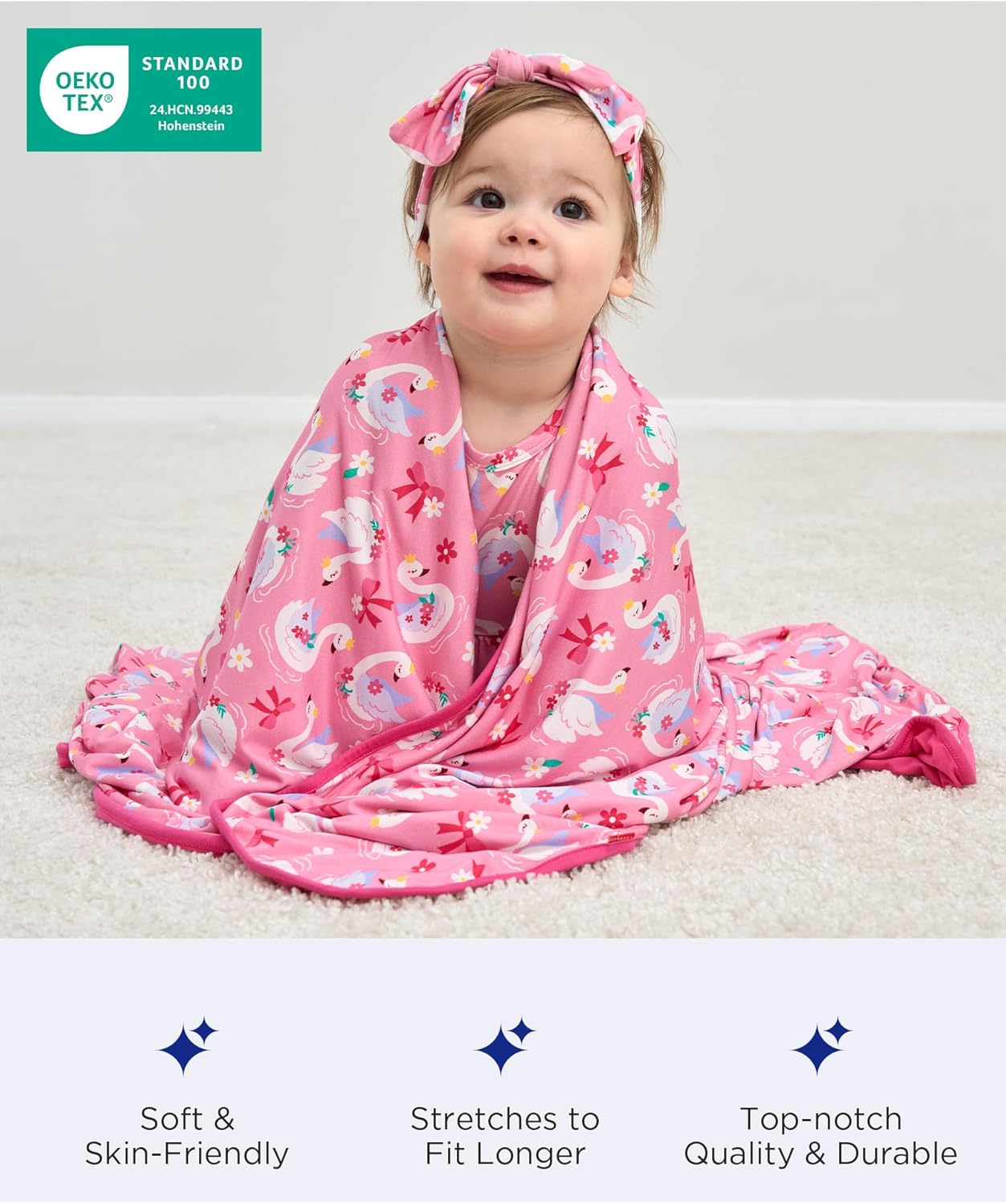 EASWEET Bamboo Stretch Blanket 47x47 Baby Toddler Comfort